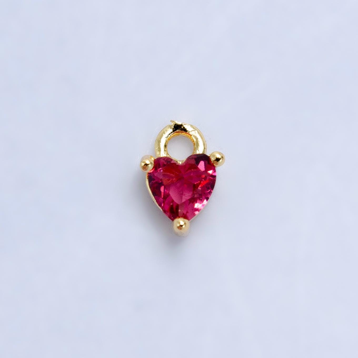 Mini Green Red Pink Yellow Clear Tiny heart Charm 14k gold Filled cz Heart zirconia for Bracelet Necklace Earring Component W204