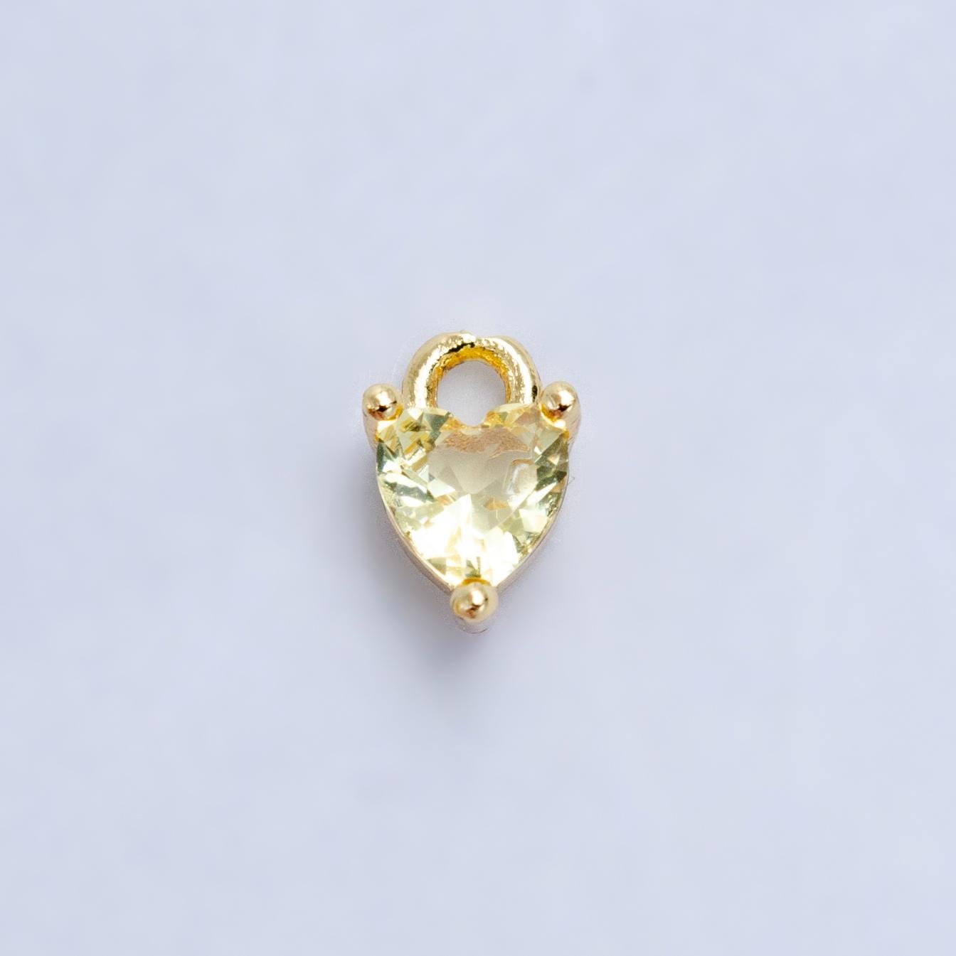 Mini Green Red Pink Yellow Clear Tiny heart Charm 14k gold Filled cz Heart zirconia for Bracelet Necklace Earring Component W204