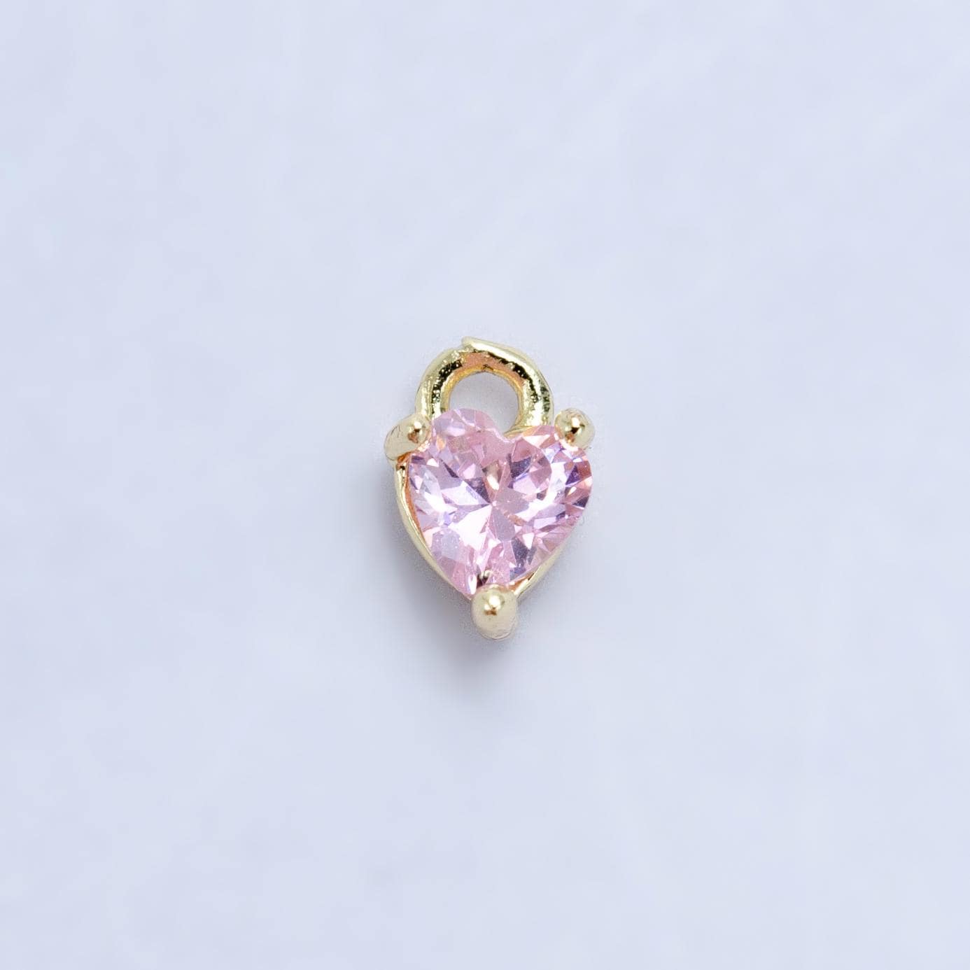 Mini Green Red Pink Yellow Clear Tiny heart Charm 14k gold Filled cz Heart zirconia for Bracelet Necklace Earring Component W204
