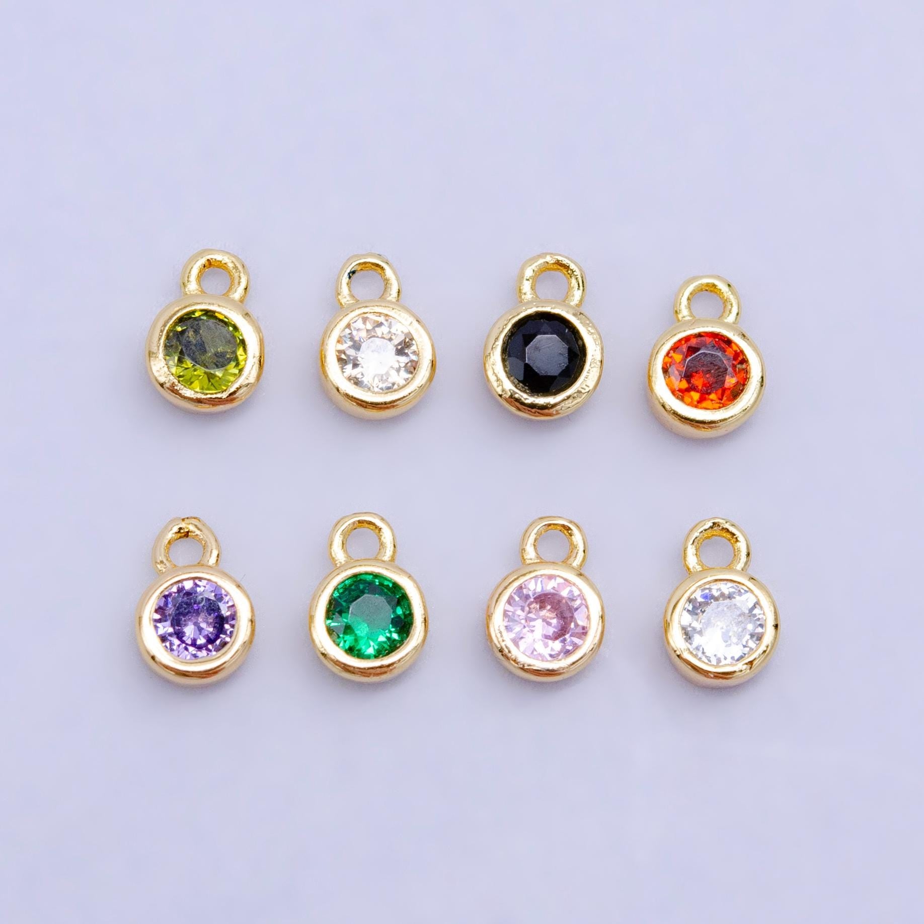 Mini Green Red Pink Yellow Clear Tiny heart Charm 14k gold Filled cz Heart zirconia for Bracelet Necklace Earring Component W141