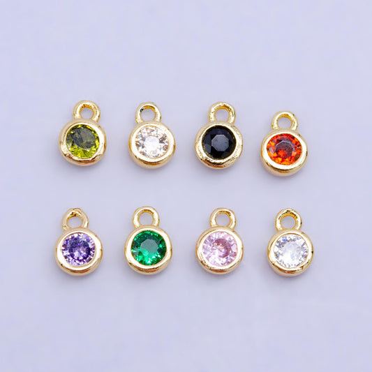 Mini Green Red Pink Yellow Clear Tiny heart Charm 14k gold Filled cz Heart zirconia for Bracelet Necklace Earring Component W141