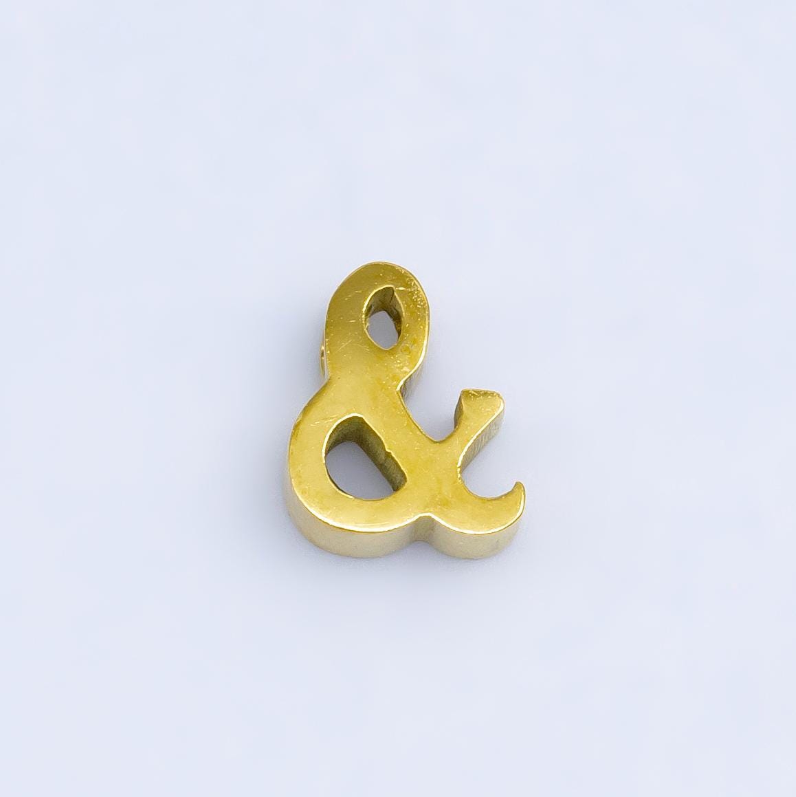 Dainty Gold Stainless Steel 7mm Hashtag Ampersand Bead Spacer Connector Charm Small Ampersand Initial Charm Pendant, Ampersand Alphabet B564