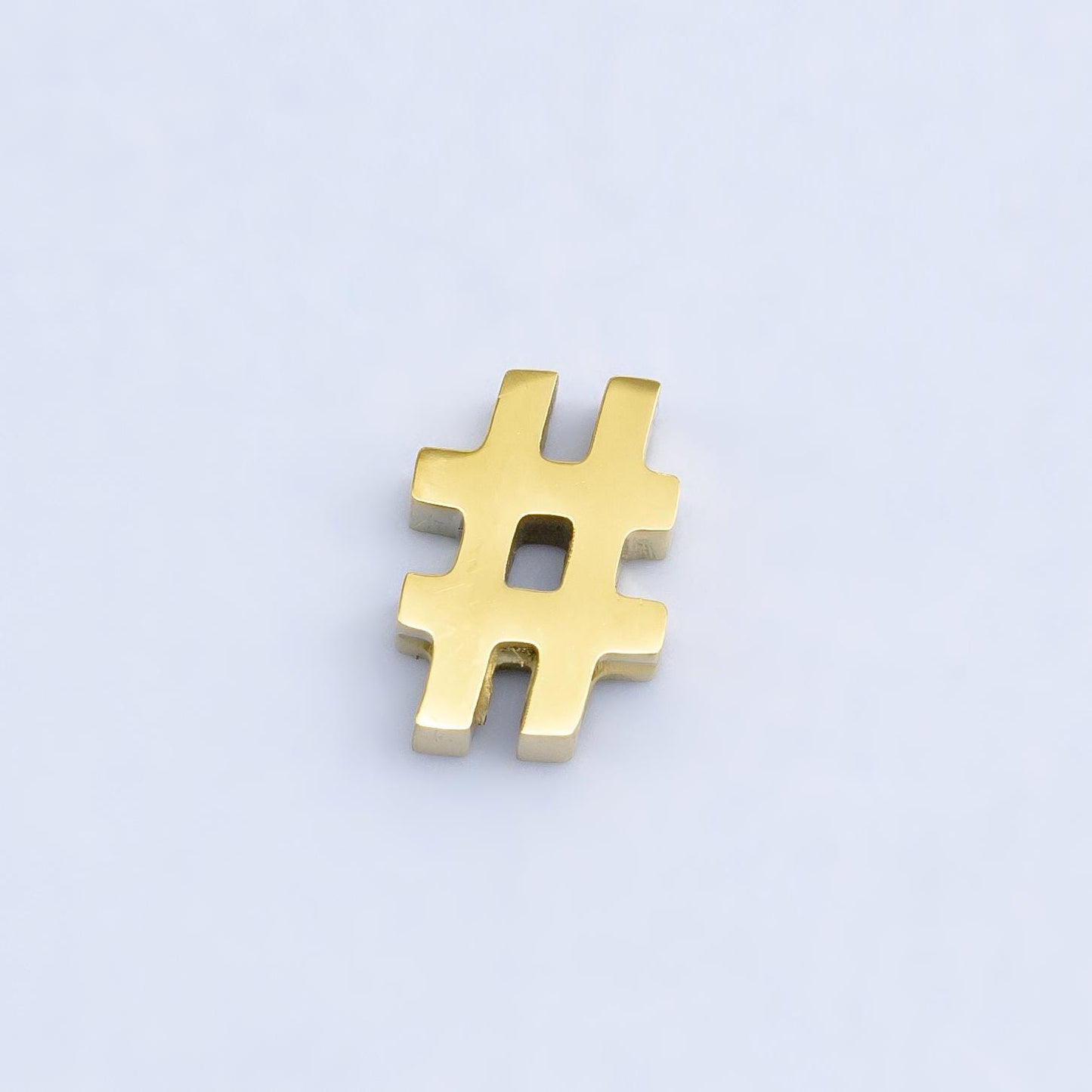 Dainty Gold Stainless Steel 7mm Hashtag Ampersand Bead Spacer Connector Charm Small Ampersand Initial Charm Pendant, Ampersand Alphabet B564