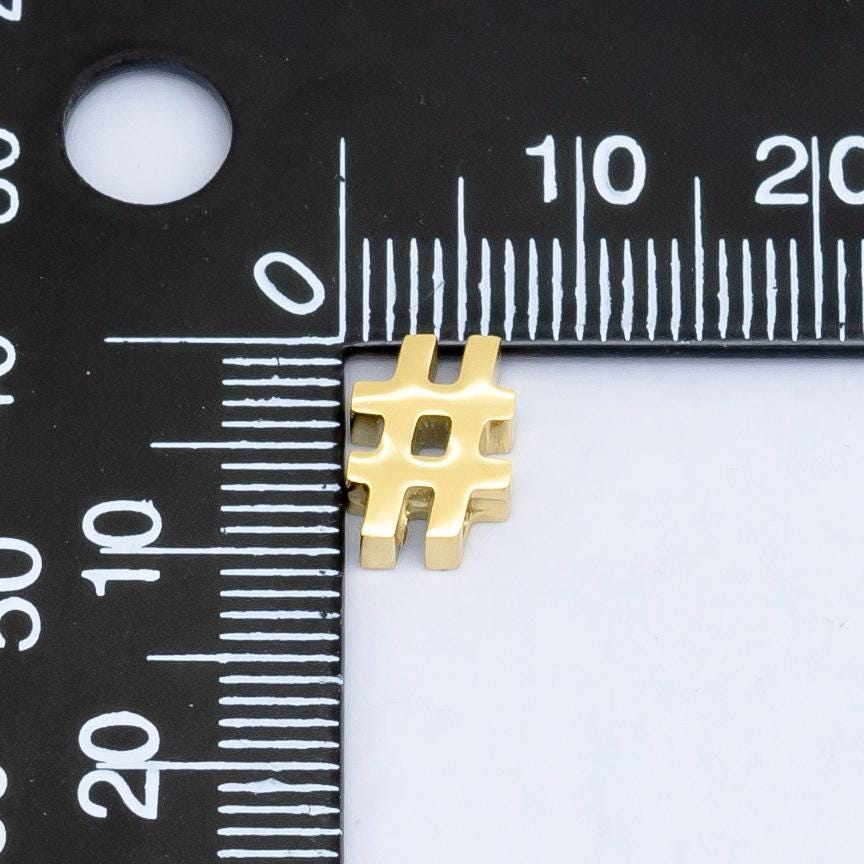 Dainty Gold Stainless Steel 7mm Hashtag Ampersand Bead Spacer Connector Charm Small Ampersand Initial Charm Pendant, Ampersand Alphabet B564
