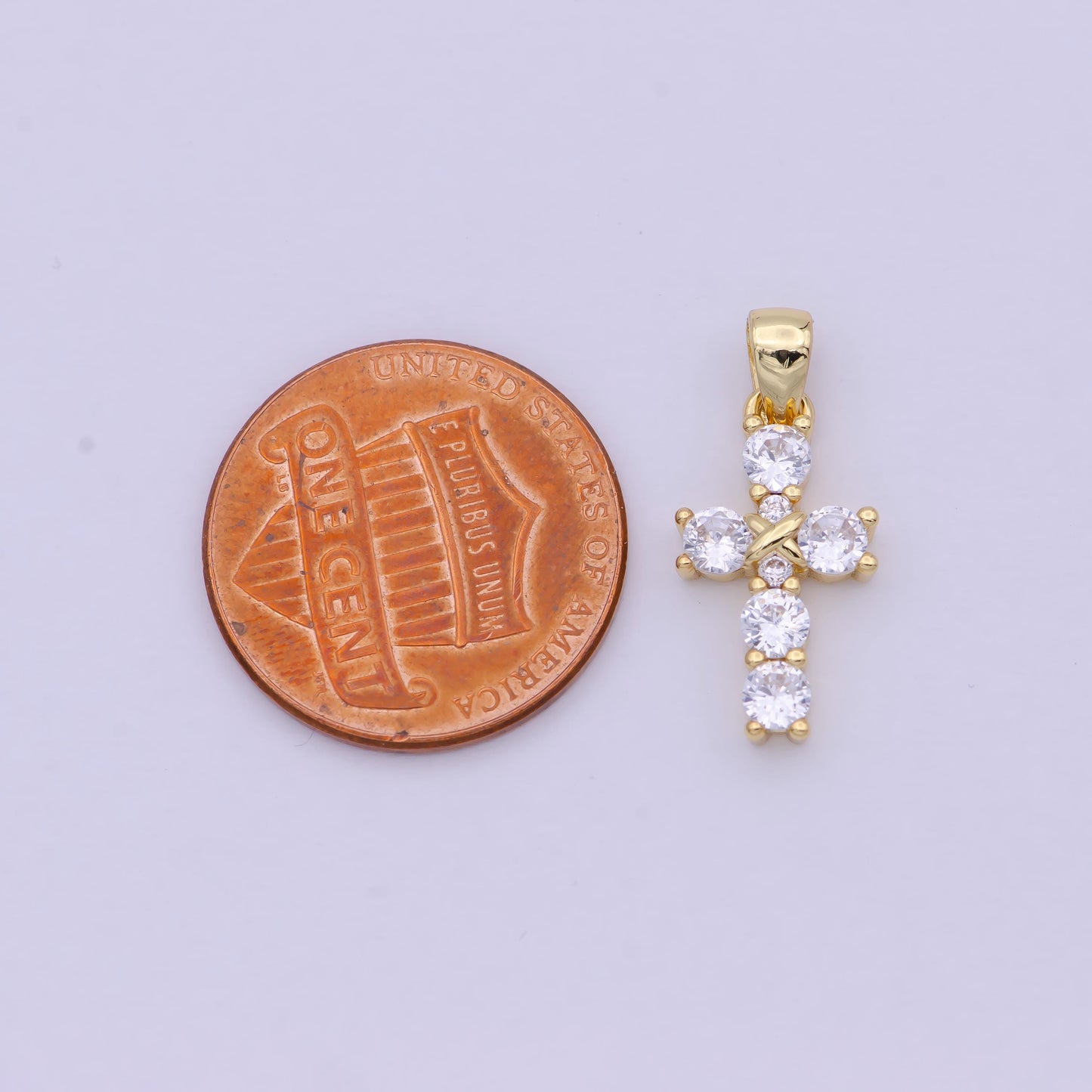 Mini Cross Charms with clear CZ 24k Gold Filled Cross Charms, Zircon Tiny Cross Charm, Religious Bracelet Necklace Earring add on Charm h104