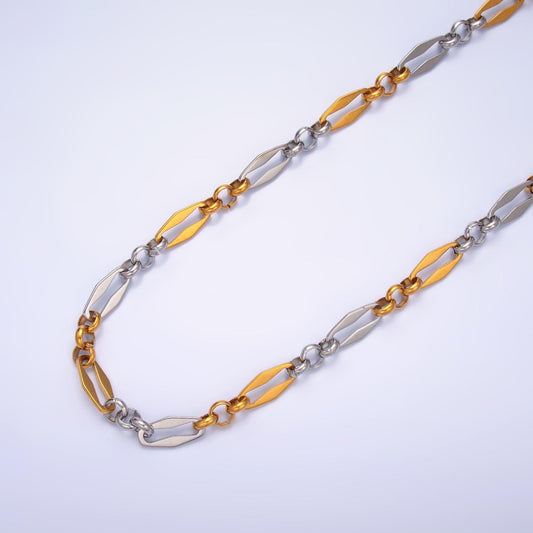 Dapped Cable Chain Stainless Steel Gold Chain by Yard Mixed Metal Chain for Fashion Jewelry Making Supply Wholesale 7.1 x 5.9 mm ROLL1542