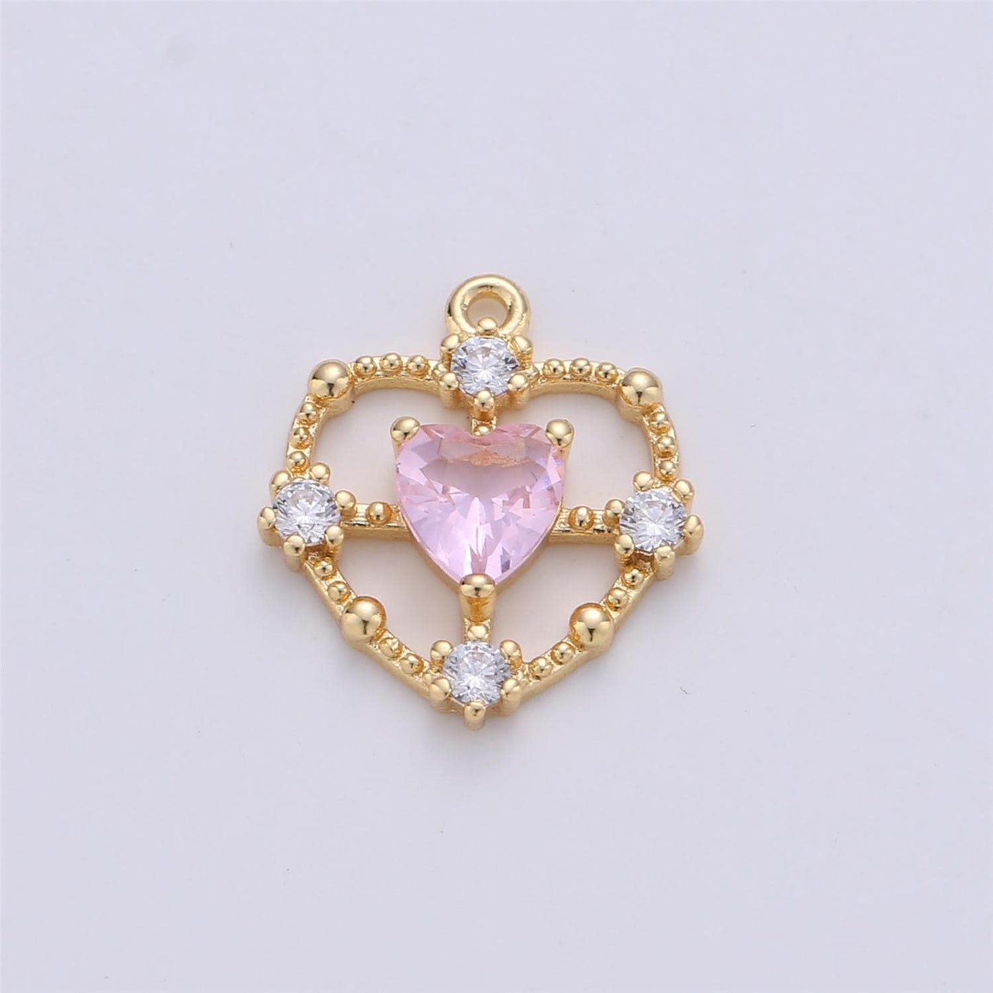 15x13mm Dainty Gold Filled Heart charm, micro pave heart, mini heart charms, heart pendant, cubic Charm Necklace Earring Bracelet C-591