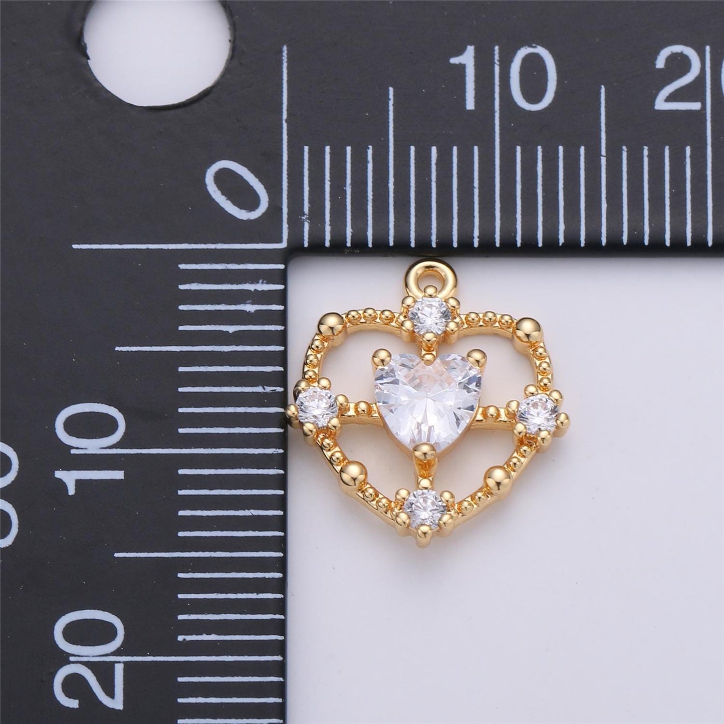 15x13mm Dainty Gold Filled Heart charm, micro pave heart, mini heart charms, heart pendant, cubic Charm Necklace Earring Bracelet C-591