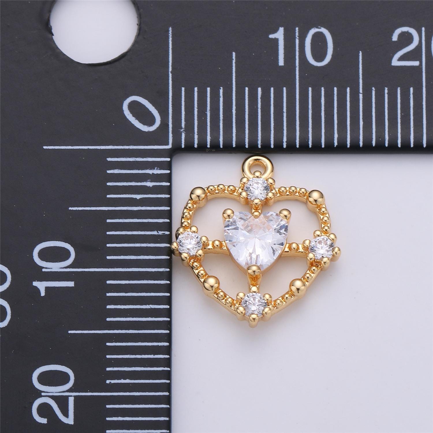 15x13mm Dainty Gold Filled Heart charm, micro pave heart, mini heart charms, heart pendant, cubic Charm Necklace Earring Bracelet C-591