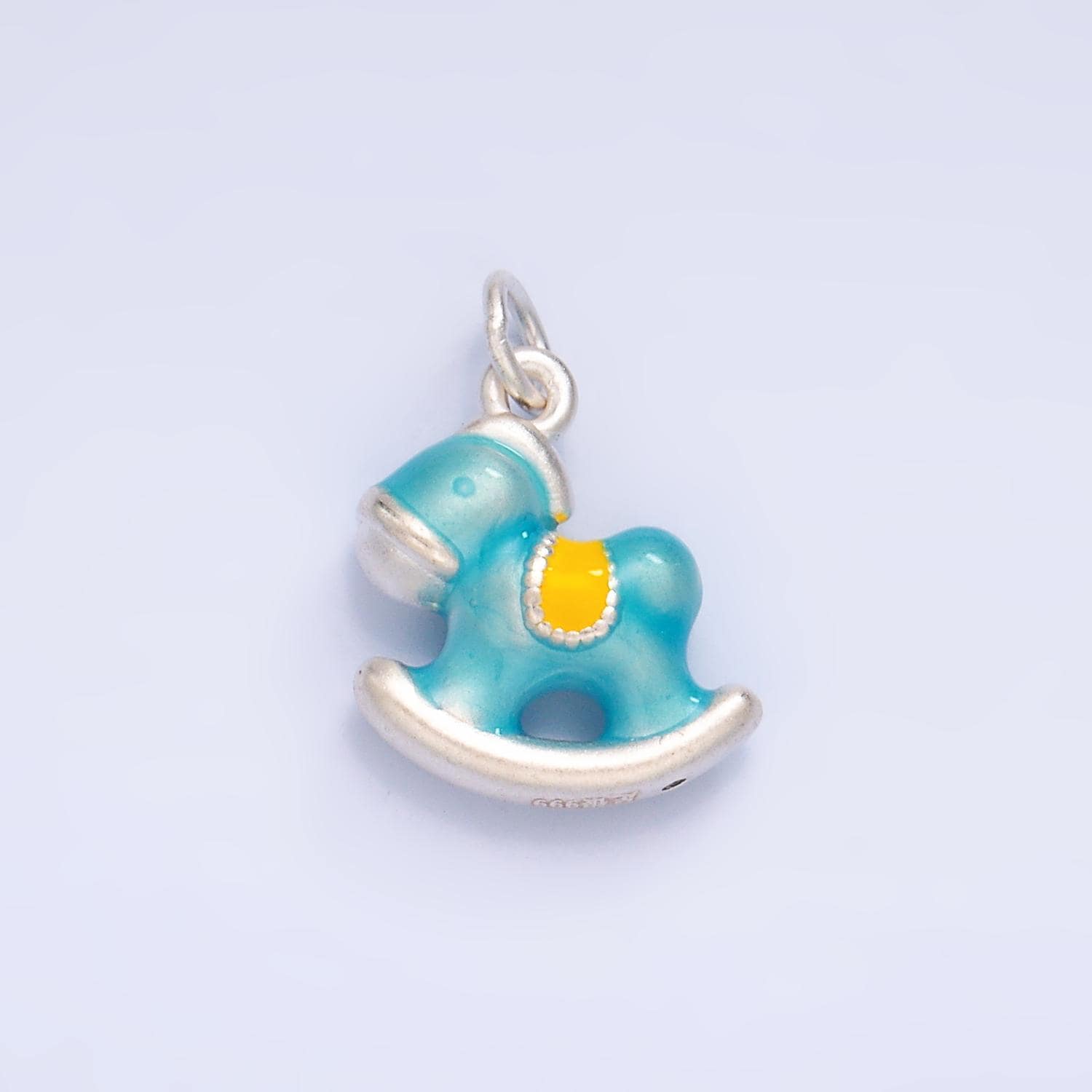 S925 Sterling Silver Pony Rocking Chair Charm Blue Horse Little Pony Charm for Kids Jewelry Baby Boy Charm Inspired SL509