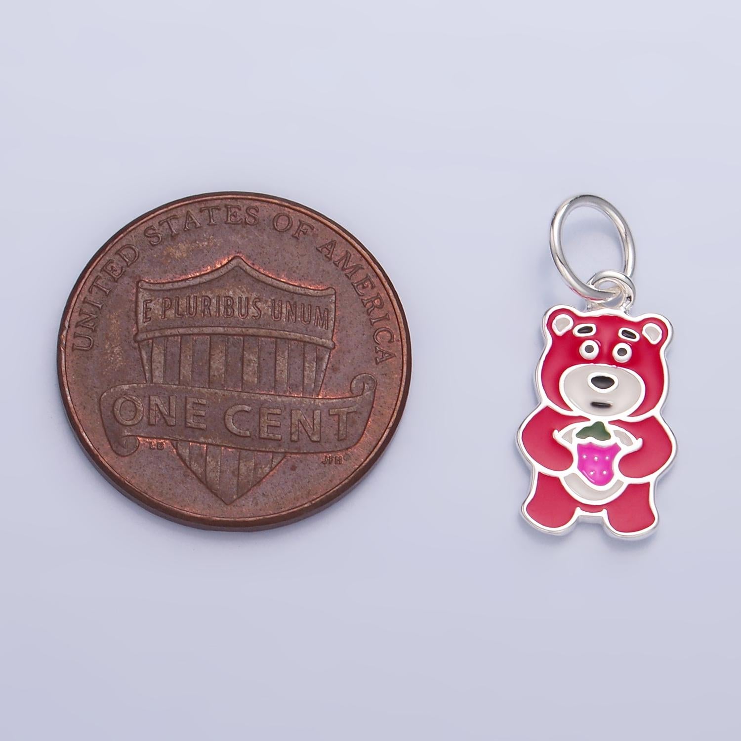 S925 Sterling Silver Teddy Bear Charm Pink Bear Charm for Kids Jewelry SL518