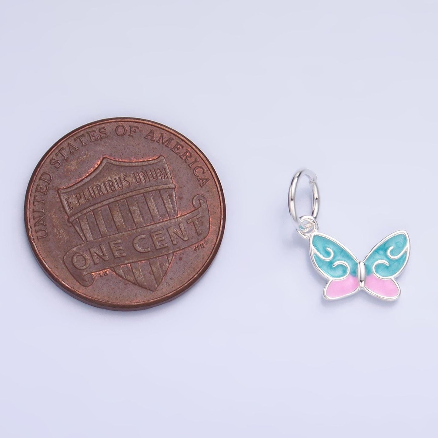 Mini Silver Pink Butterfly Charms Sterling Silver Mariposa Pendant Enamel Butterfly Charm Bracelet Necklace Supply SL527