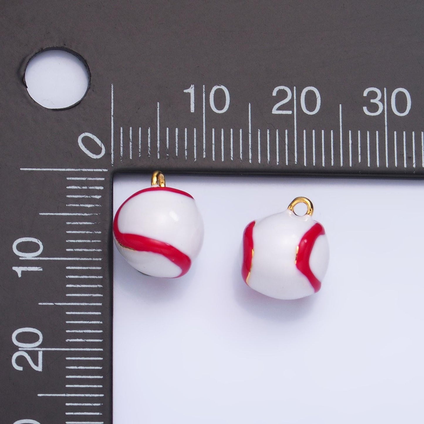 Round Beads Enamel Baseball Red Lacing Charm Sport Ball Pendant Game Day Team Bracelet Necklace Charm Inspired | W126