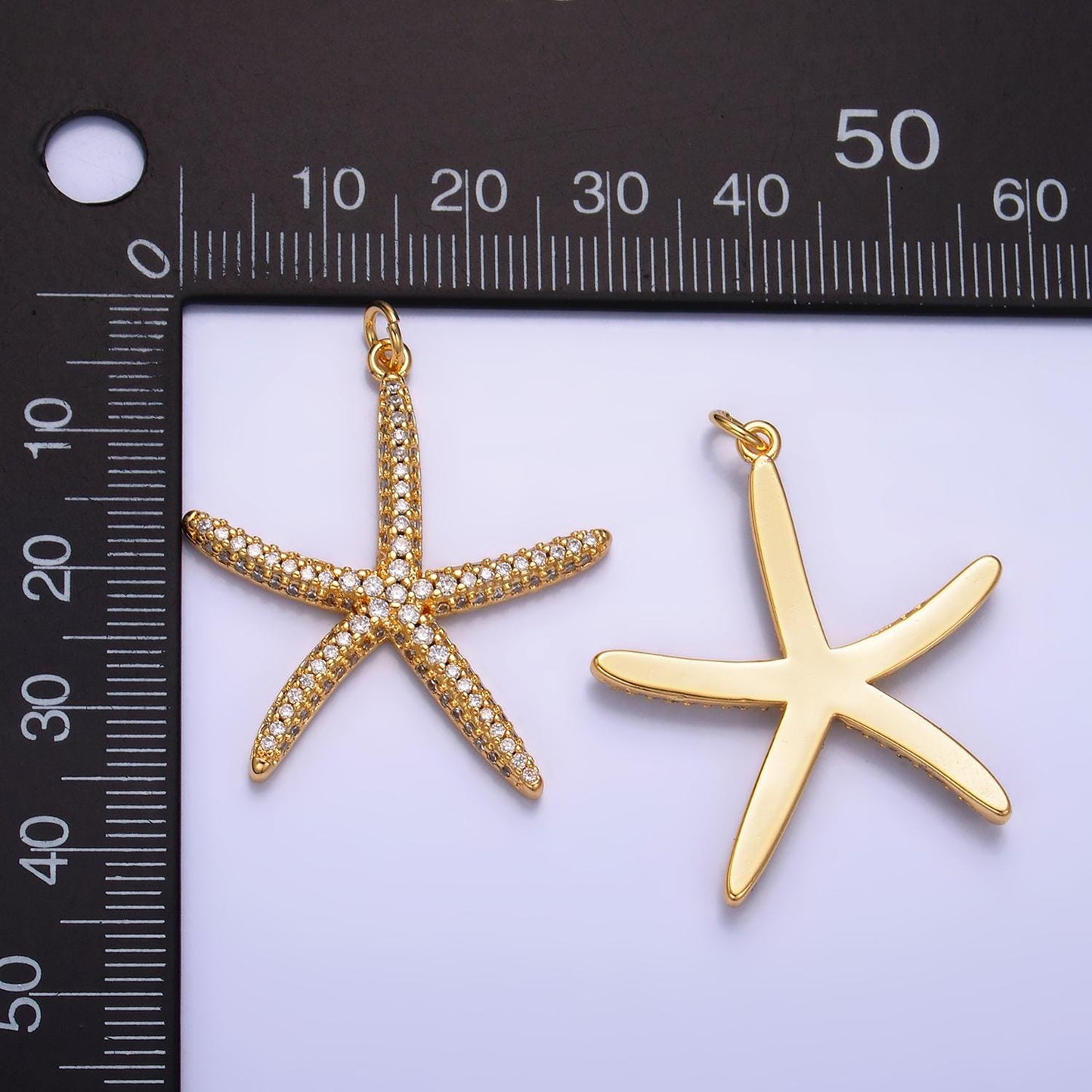 Cubic Gold Starfish Charms 24K Gold Filled Sea star Pendant Under The Sea Charm Bracelet Necklace for DIY Jewelry Making Supply W247