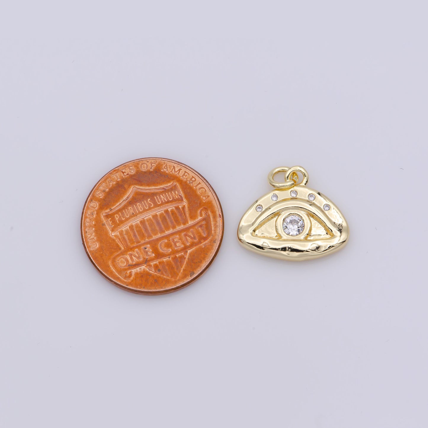 1pc Gold Micro Pave CZ Round Evil Eye Pendant Charm, Evil Eye in Golden CZ Pendant Charm, For DIY Jewelry M136