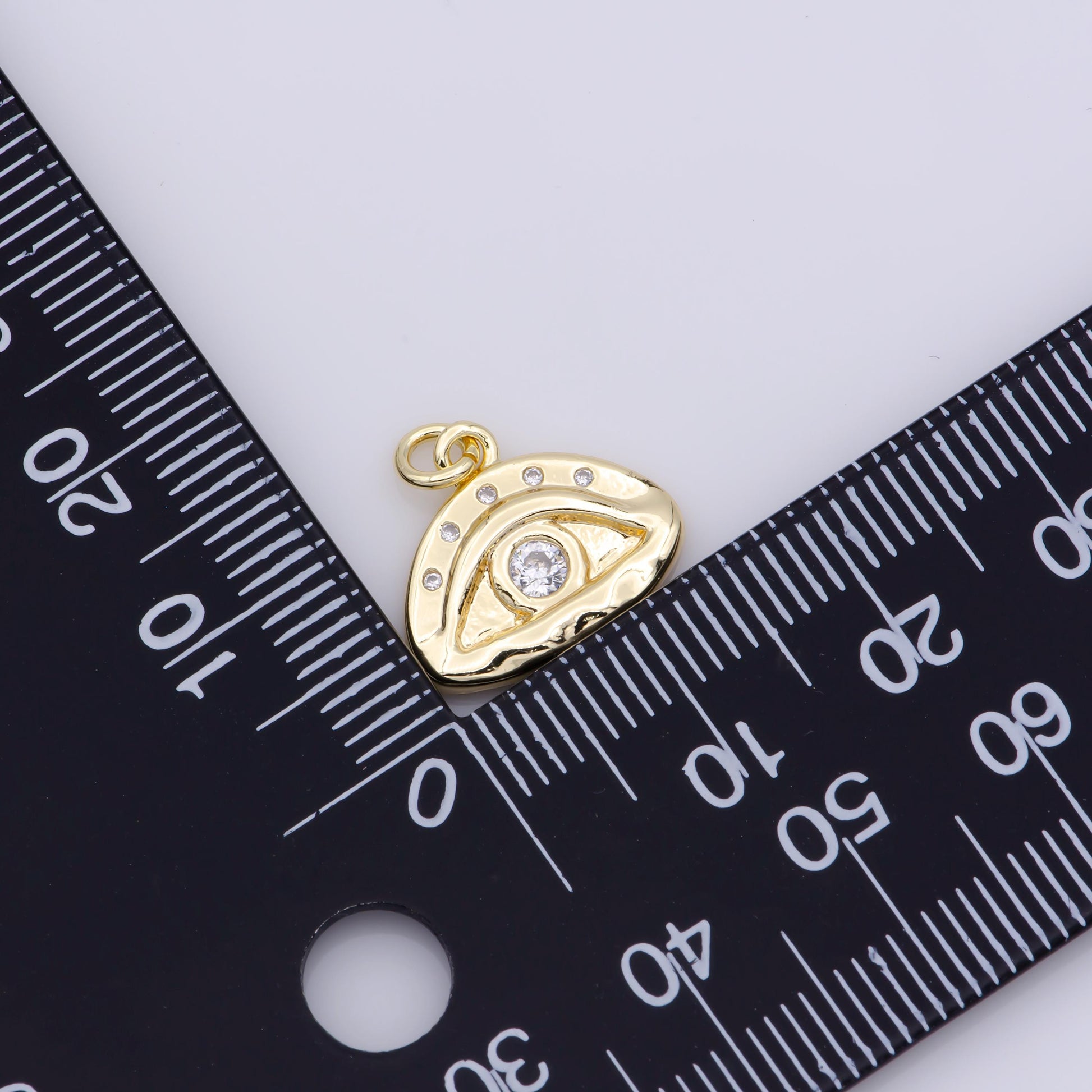 1pc Gold Micro Pave CZ Round Evil Eye Pendant Charm, Evil Eye in Golden CZ Pendant Charm, For DIY Jewelry M136