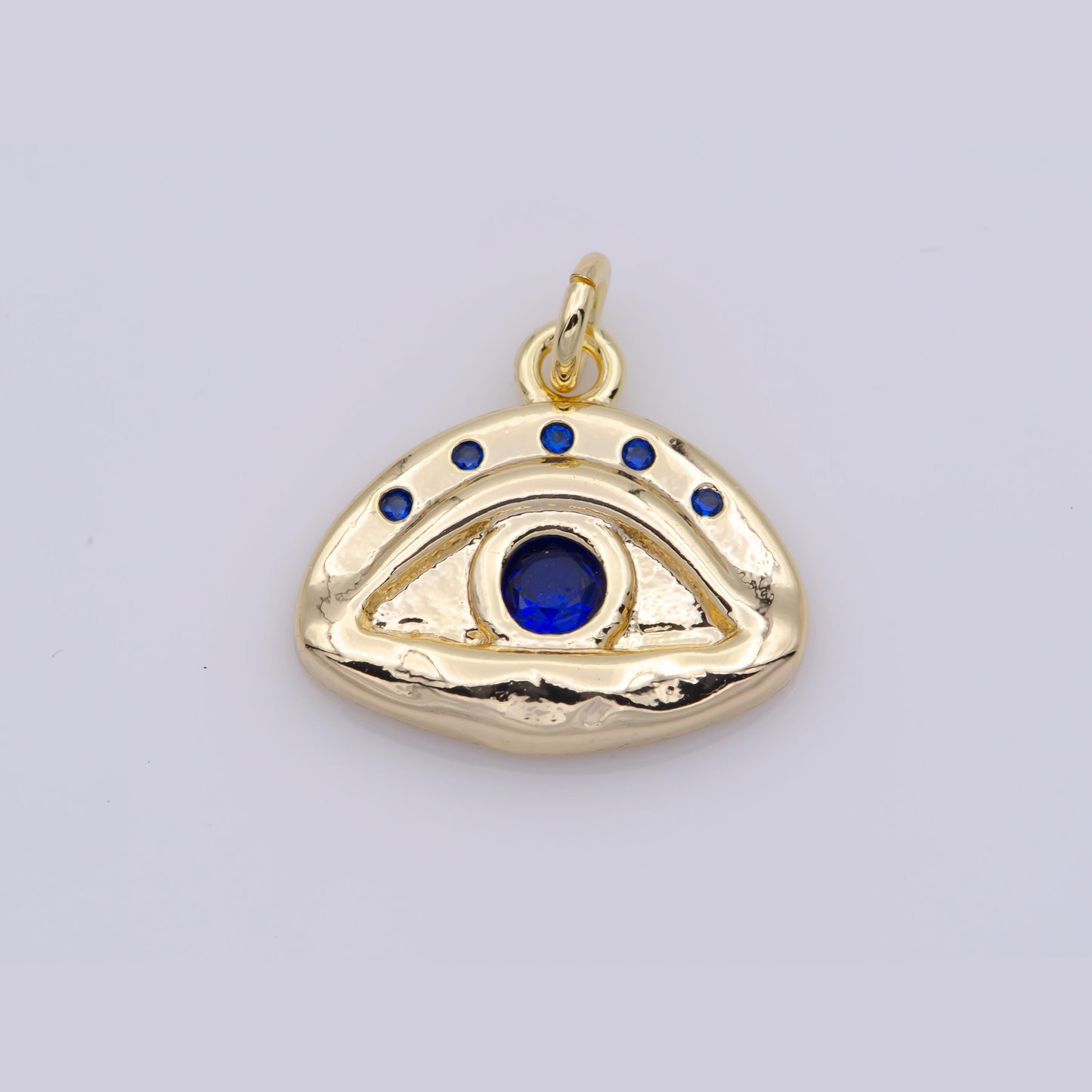 1pc Gold Micro Pave CZ Round Evil Eye Pendant Charm, Evil Eye in Golden CZ Pendant Charm, For DIY Jewelry M136