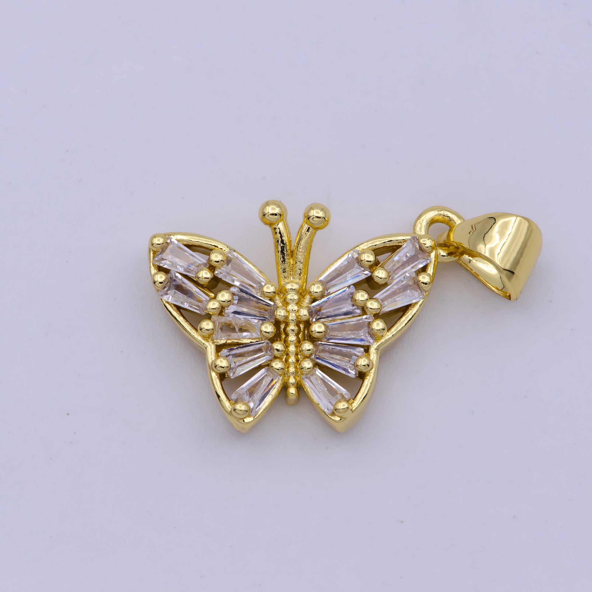 Mini cz butterfly Charm Pendant Polished Gold-Filled Monarch Charm for Earring Bracelet Necklace Component -I299