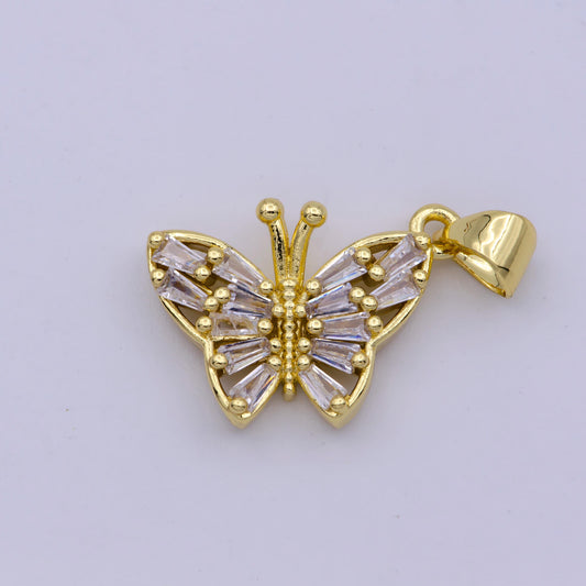 Mini cz butterfly Charm Pendant Polished Gold-Filled Monarch Charm for Earring Bracelet Necklace Component -I299