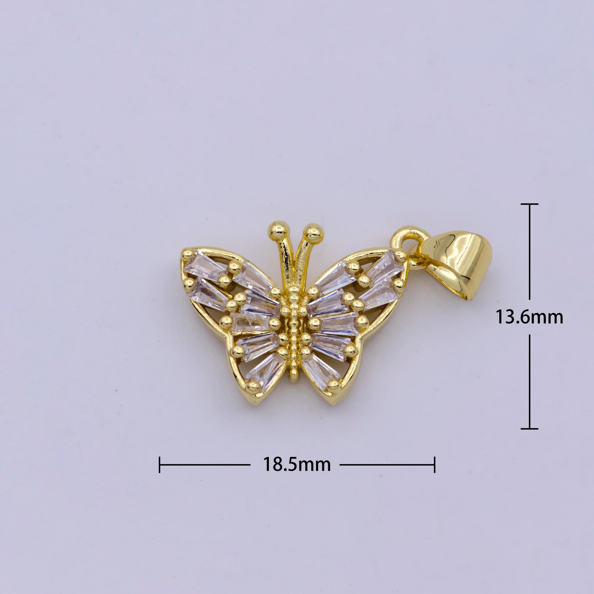 Mini cz butterfly Charm Pendant Polished Gold-Filled Monarch Charm for Earring Bracelet Necklace Component -I299