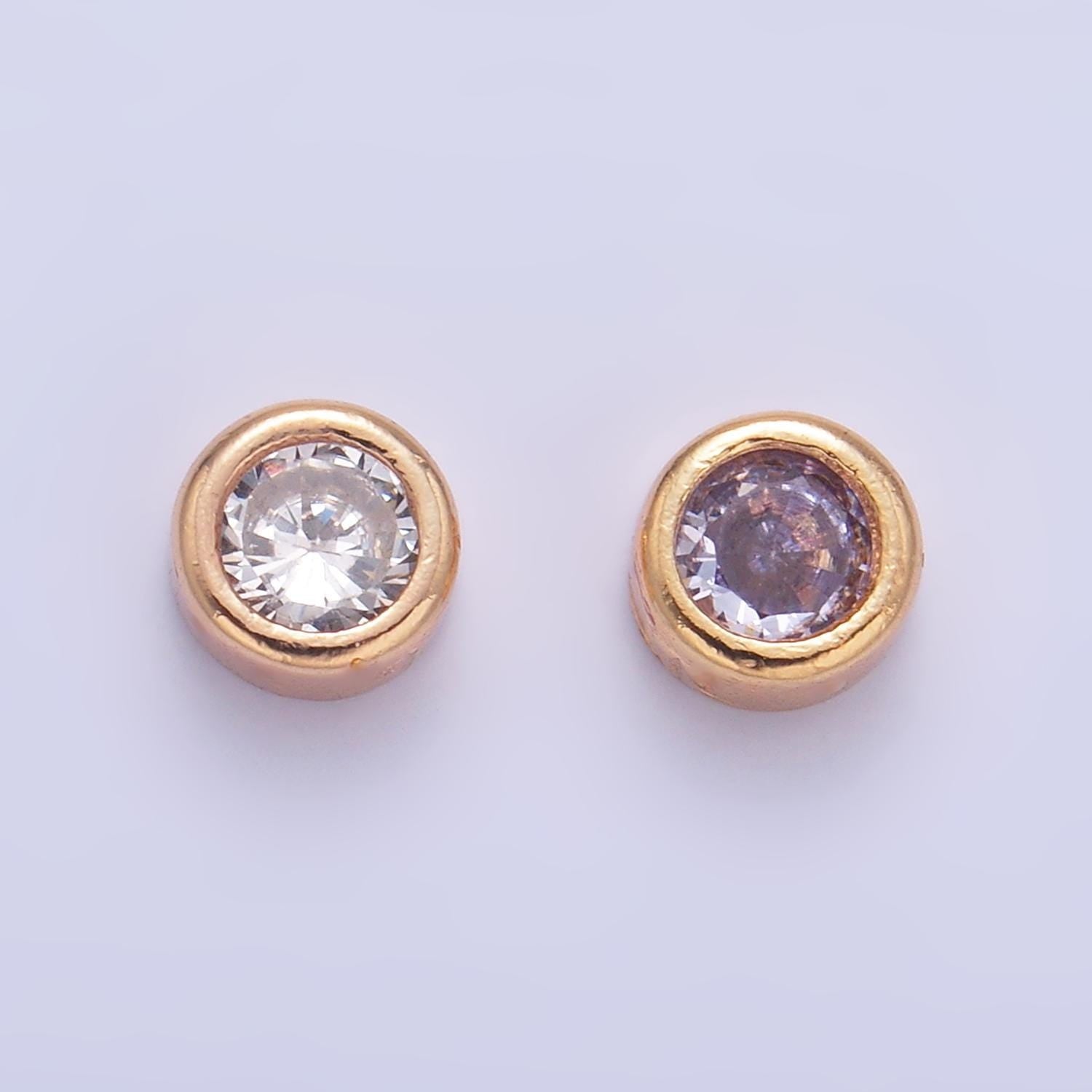 Mini 4.2mm Clear Bezel CZ 24K Gold Filled Bead | B114 & B117