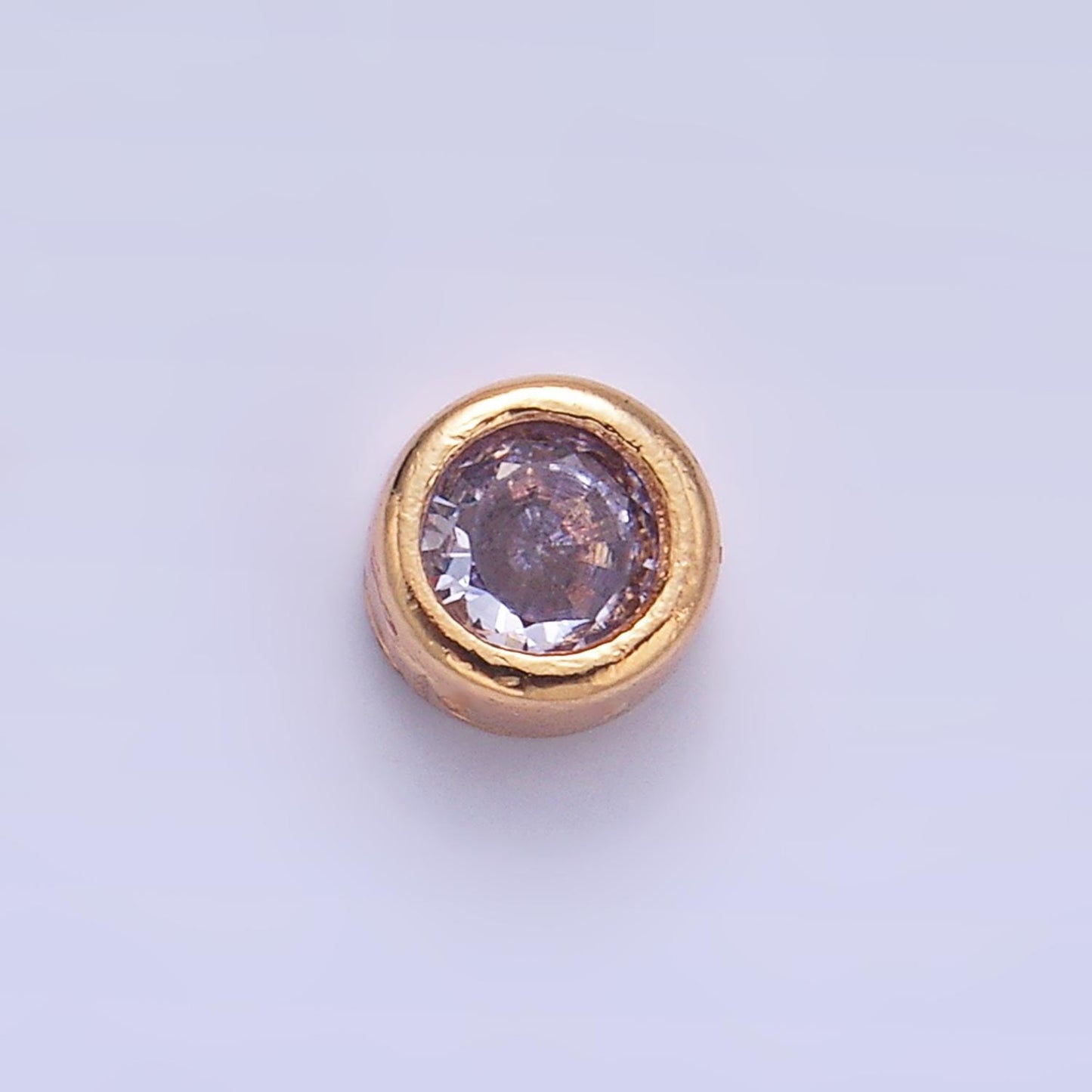 Mini 4.2mm Clear Bezel CZ 24K Gold Filled Bead | B114 & B117