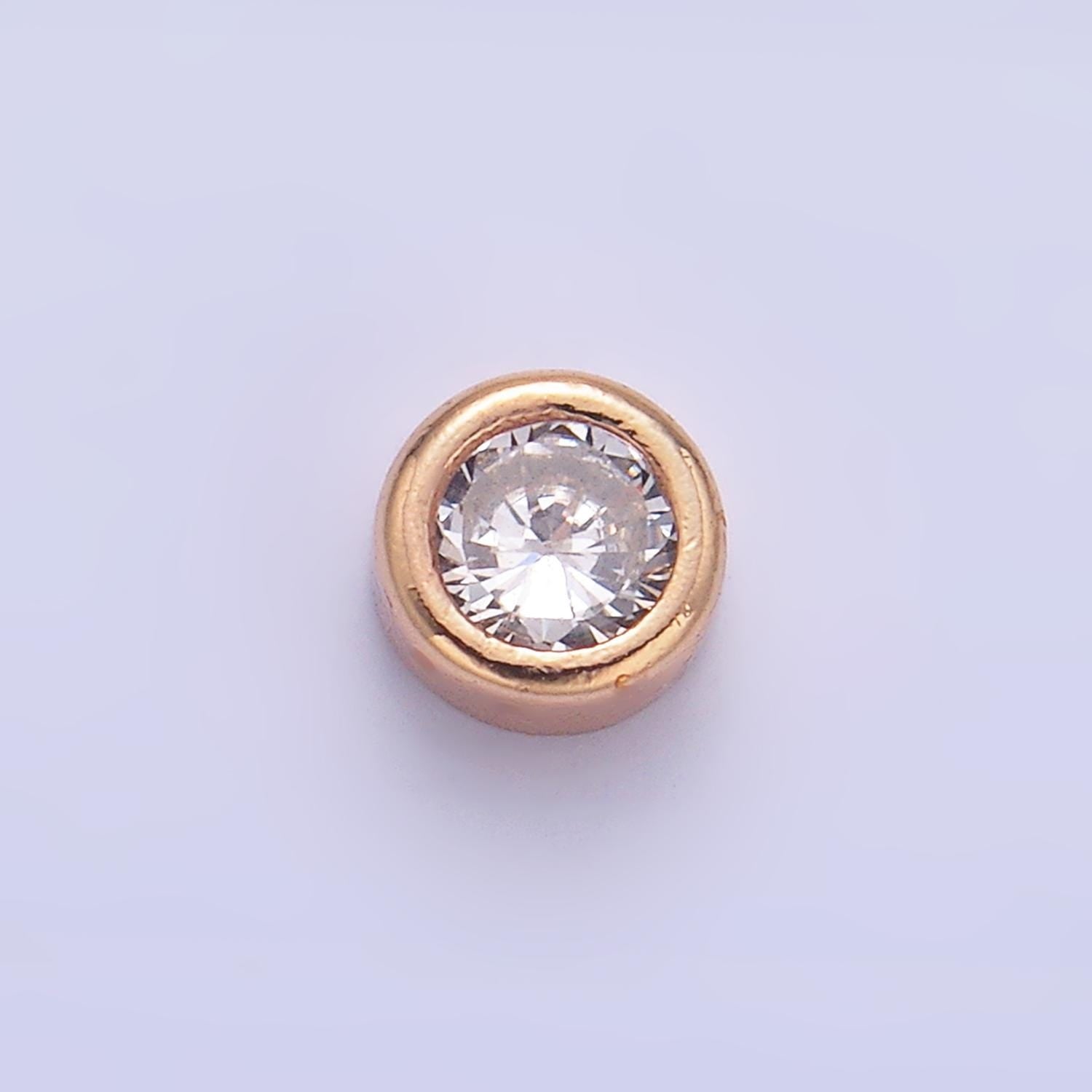 Mini 4.2mm Clear Bezel CZ 24K Gold Filled Bead | B114 & B117