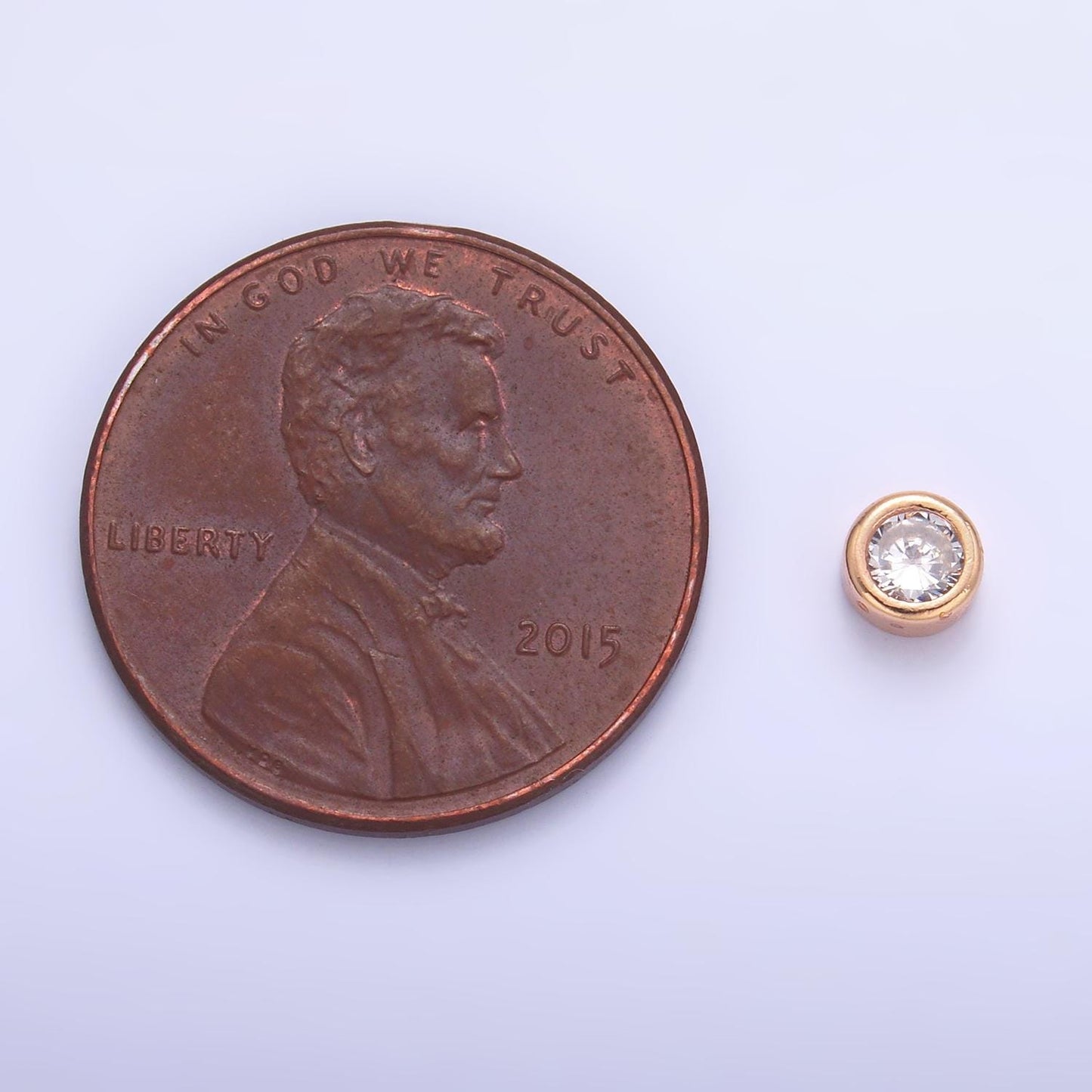 Mini 4.2mm Clear Bezel CZ 24K Gold Filled Bead | B114 & B117