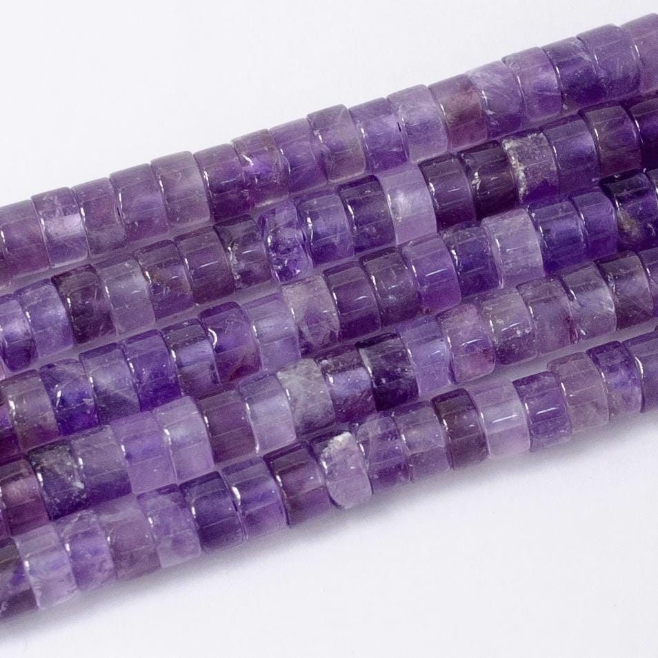 Gemstone Purple Amethyst Heishi Discs Beads 4.5 x 2.5 mm Beads for bracelet Necklace Component WA2705