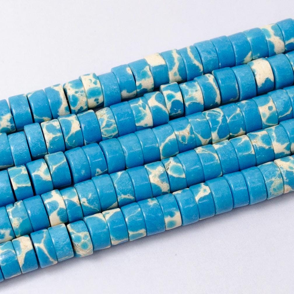 Gemstone Blue Jasper Heishi Discs Beads 4.5 x 2.5 mm Beads for bracelet Necklace Component WA2707