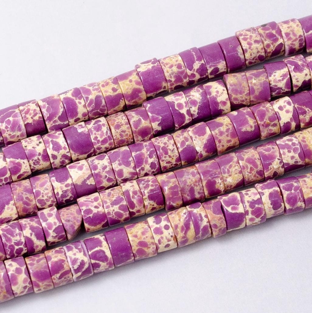 Gemstone Purple Jasper Heishi Discs Beads 4.5 x 2.5 mm Beads for bracelet Necklace Component WA2708