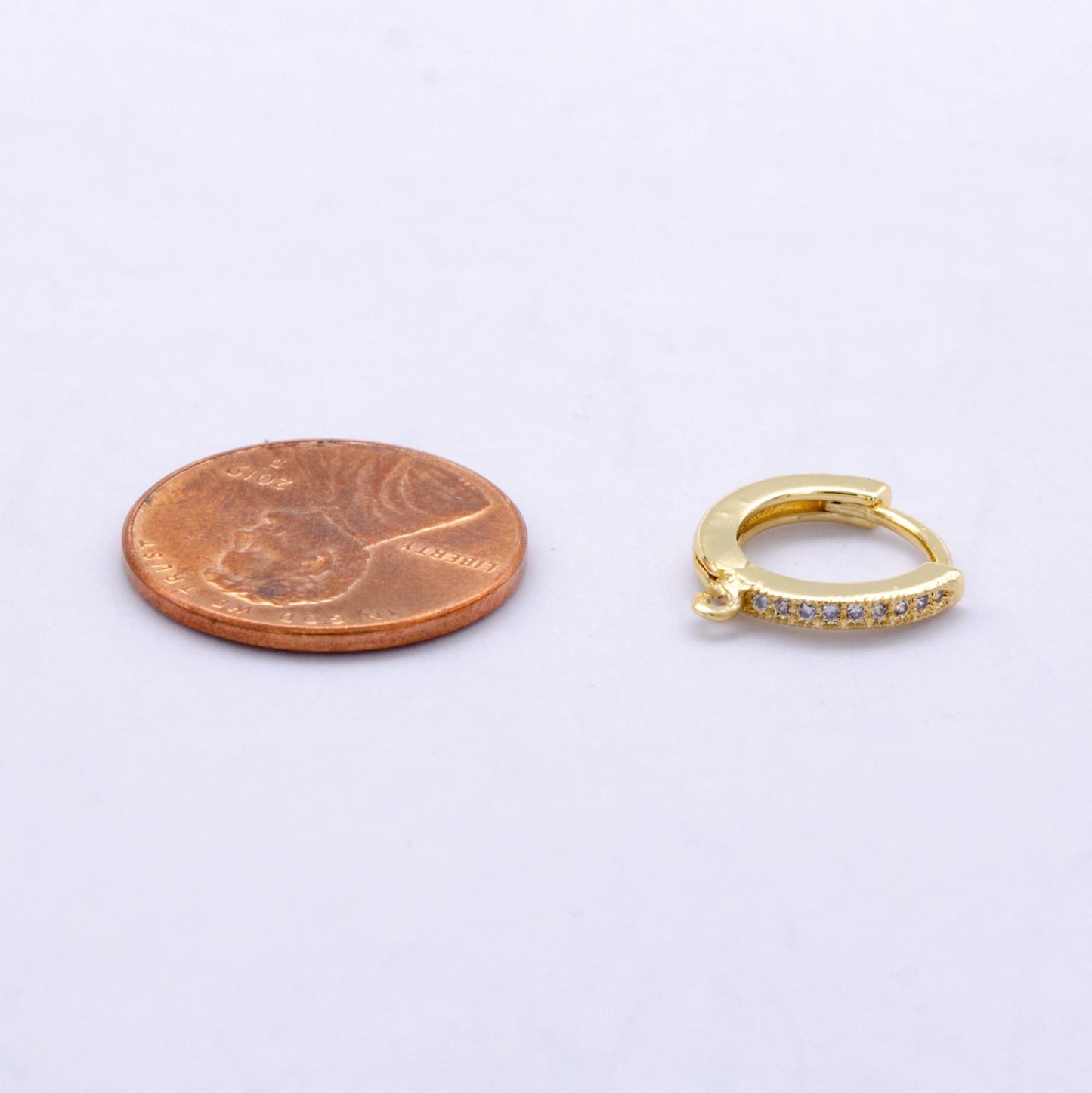 14K Gold Filled 12mm Micro Paved Huggie Earring Findings in Gold & Silver Hoop for Earring Supplies | Z1048