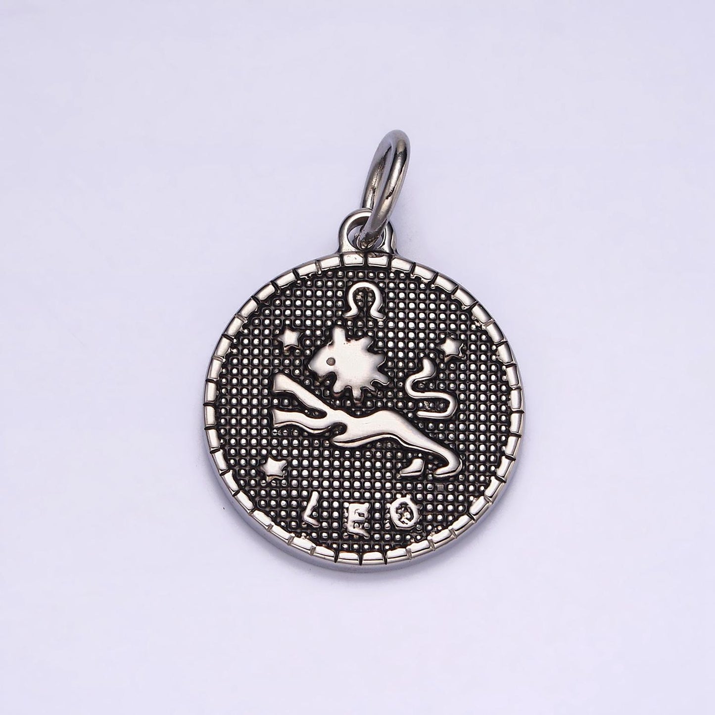 Coin Medallion Zodiac Pendants Stainless Steel Silver Astrological Birthday Zodiac Sign Charms | A1229