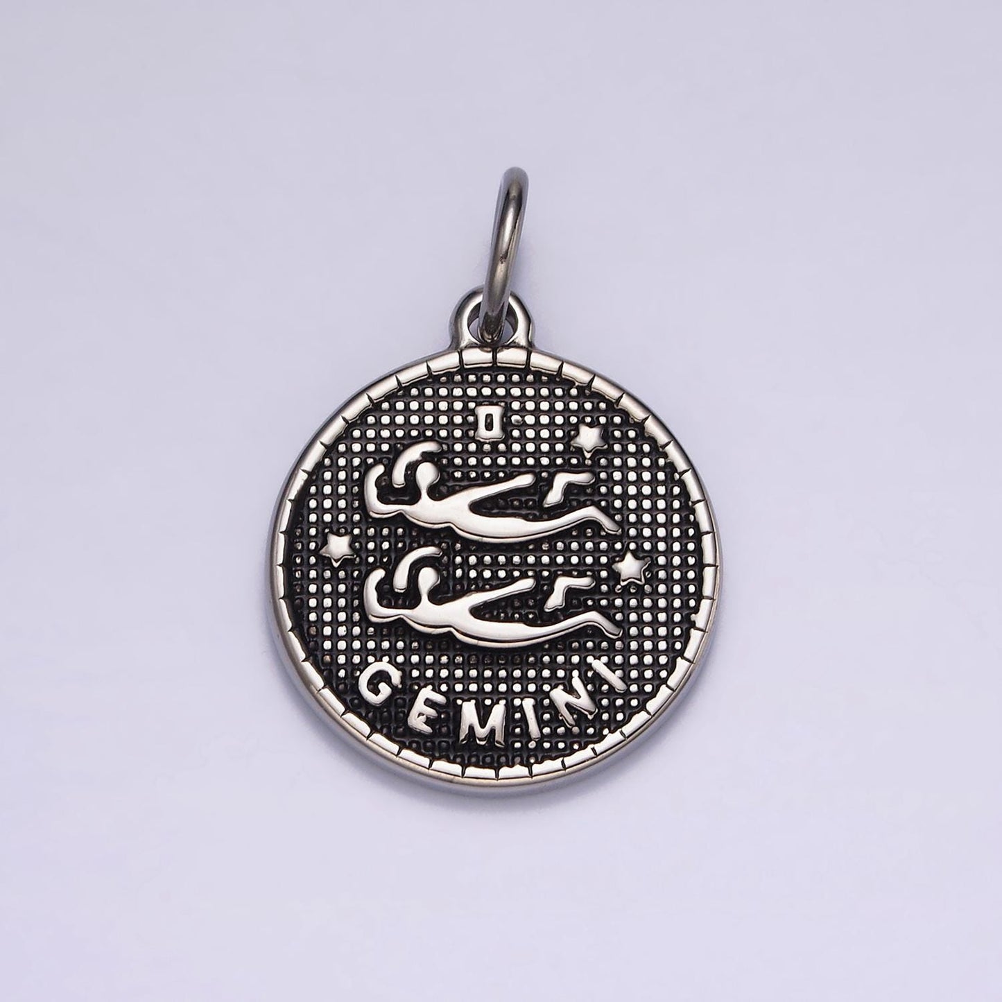 Coin Medallion Zodiac Pendants Stainless Steel Silver Astrological Birthday Zodiac Sign Charms | A1229