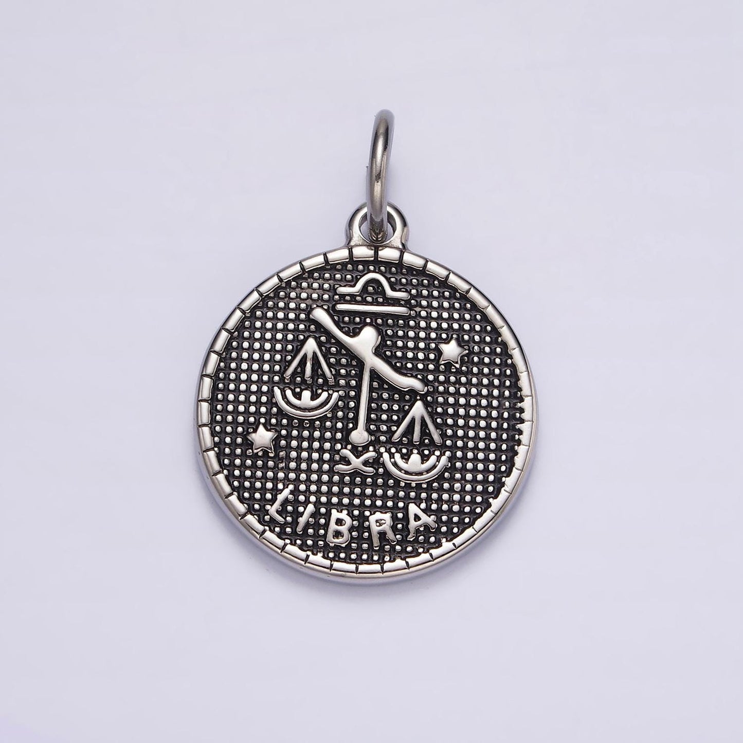 Coin Medallion Zodiac Pendants Stainless Steel Silver Astrological Birthday Zodiac Sign Charms | A1229