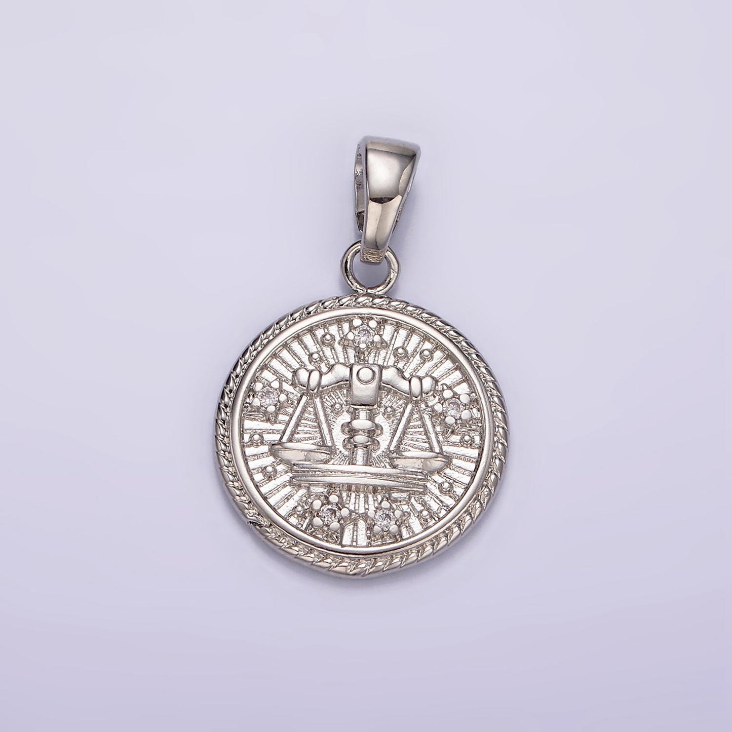Dainty Zodiac Horoscope Sign Constellation Medallion Pendant Charm Textured Coin Decorative Edge for Necklace Jewelry Making, A1701--1706