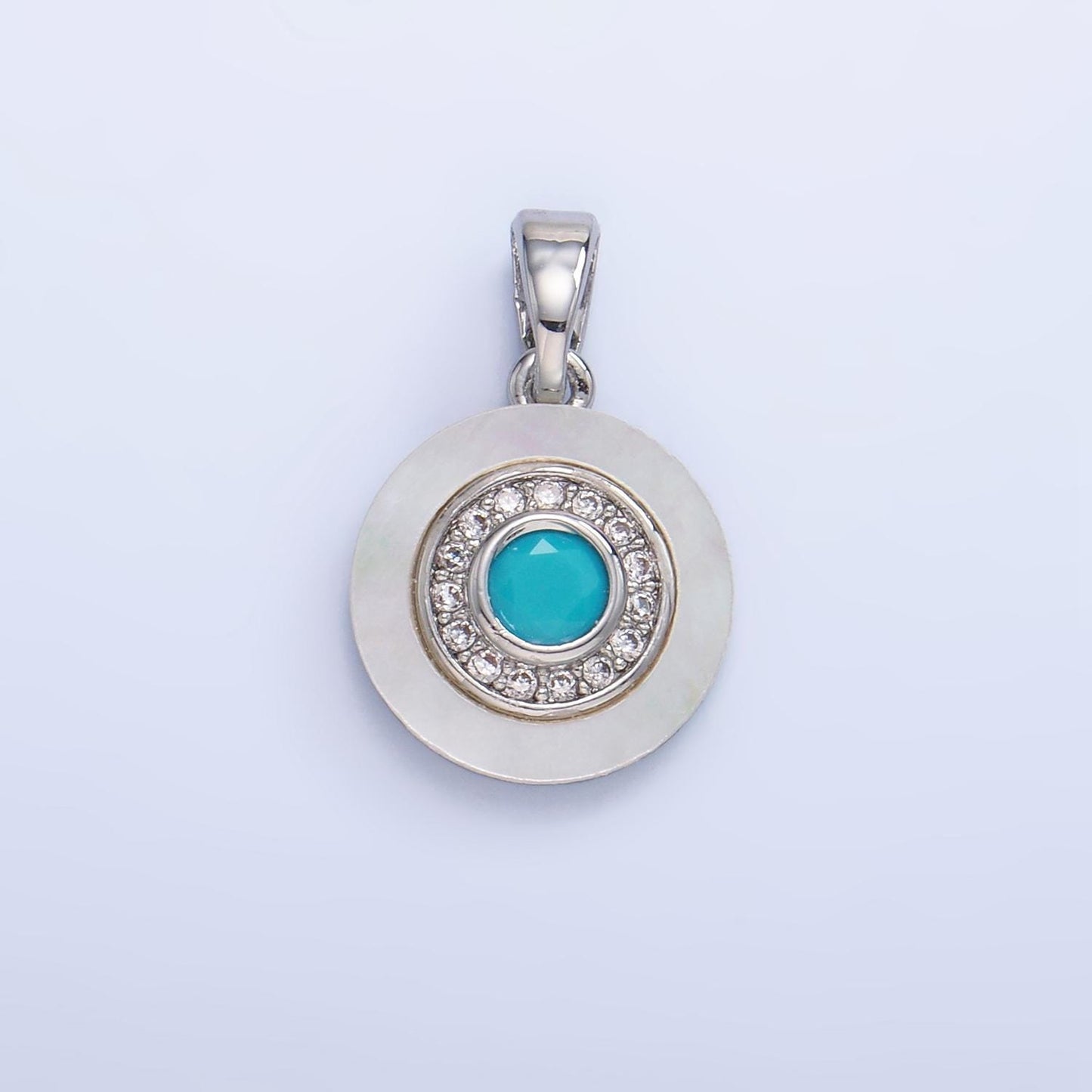 Colorful CZ Evil Eye Freshwater Pearl Gold Bezel Charm Evil Eye Round Shaped Gold Filled Pendant AA1038