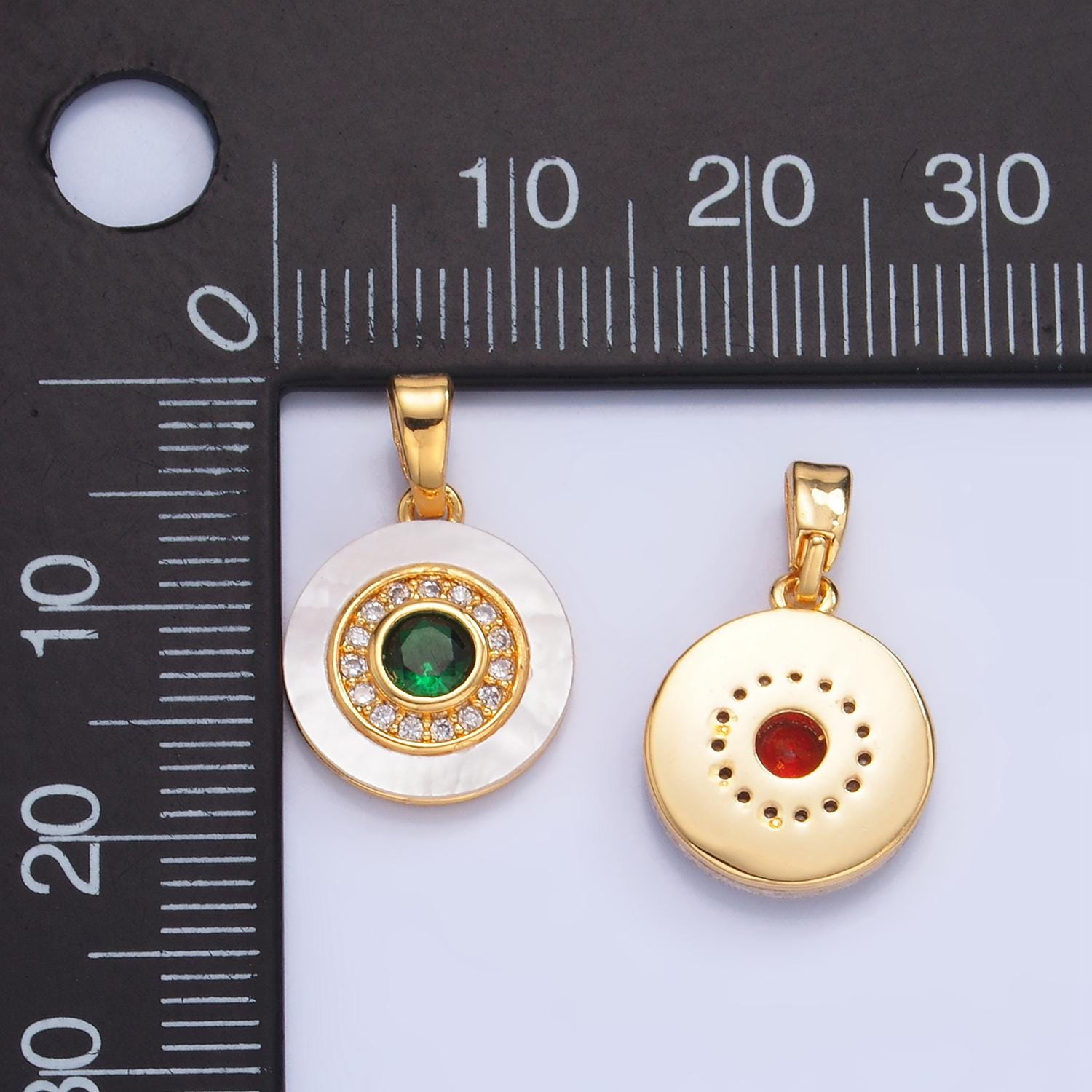 Colorful CZ Evil Eye Freshwater Pearl Gold Bezel Charm Evil Eye Round Shaped Gold Filled Pendant AA1038