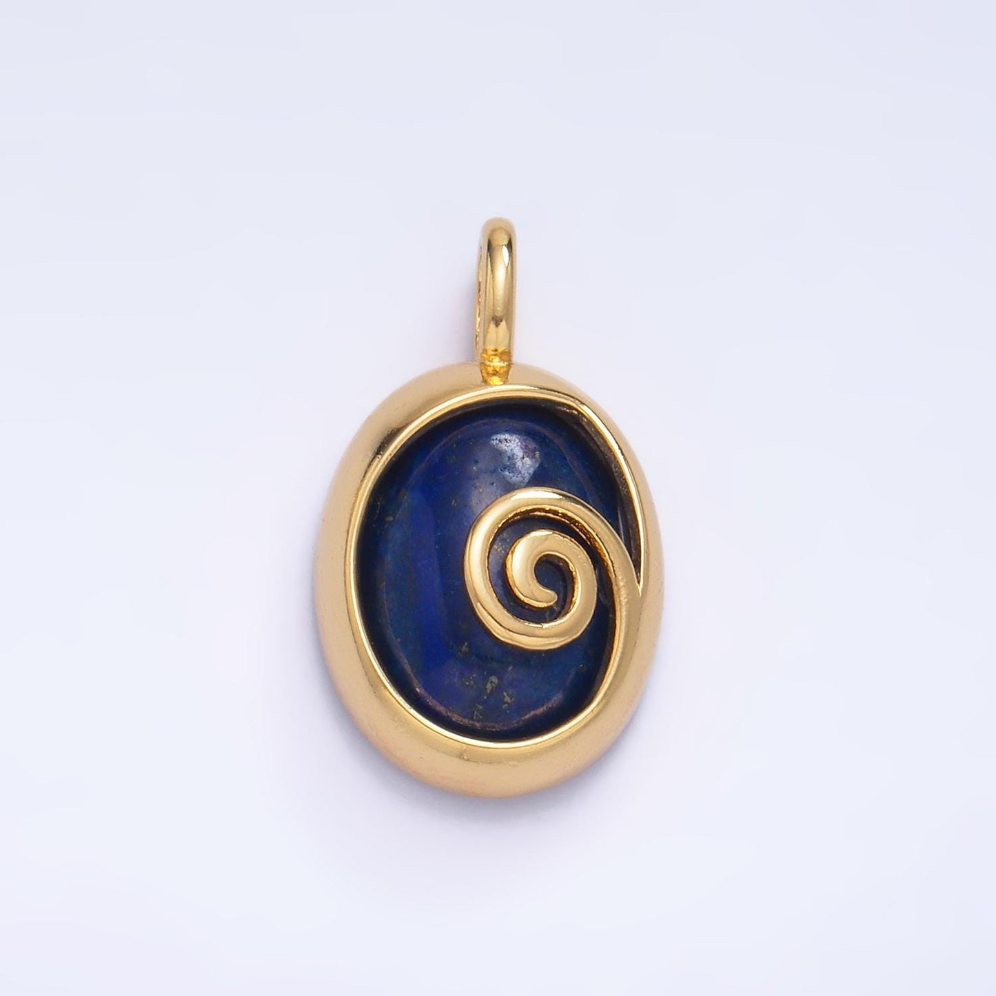 24K Gold Filled Gemstone Cabochon Swirl Bezel Pendant | AA1047 - AA1051