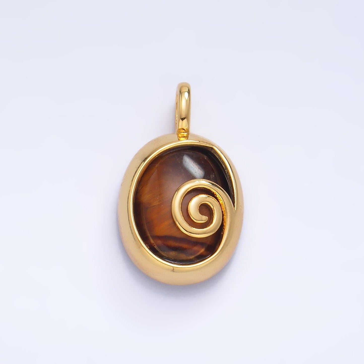 24K Gold Filled Gemstone Cabochon Swirl Bezel Pendant | AA1047 - AA1051