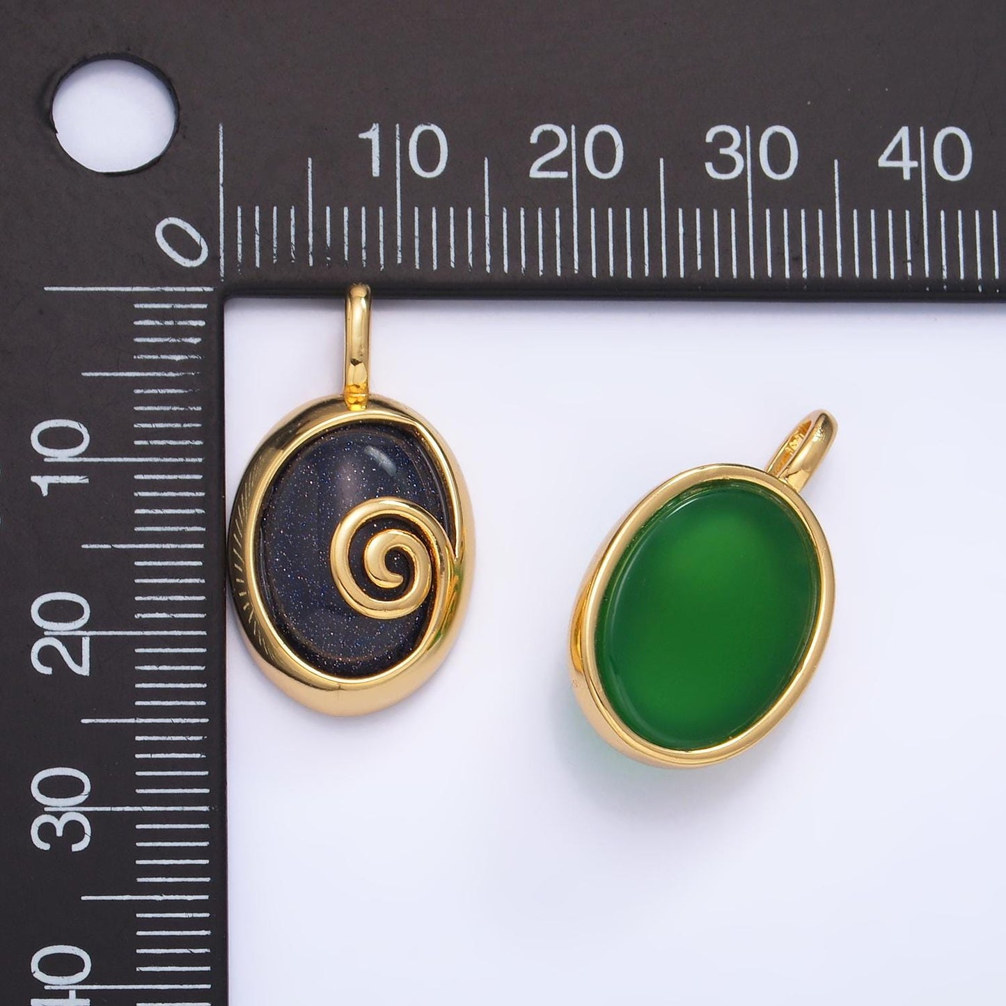 24K Gold Filled Gemstone Cabochon Swirl Bezel Pendant | AA1047 - AA1051
