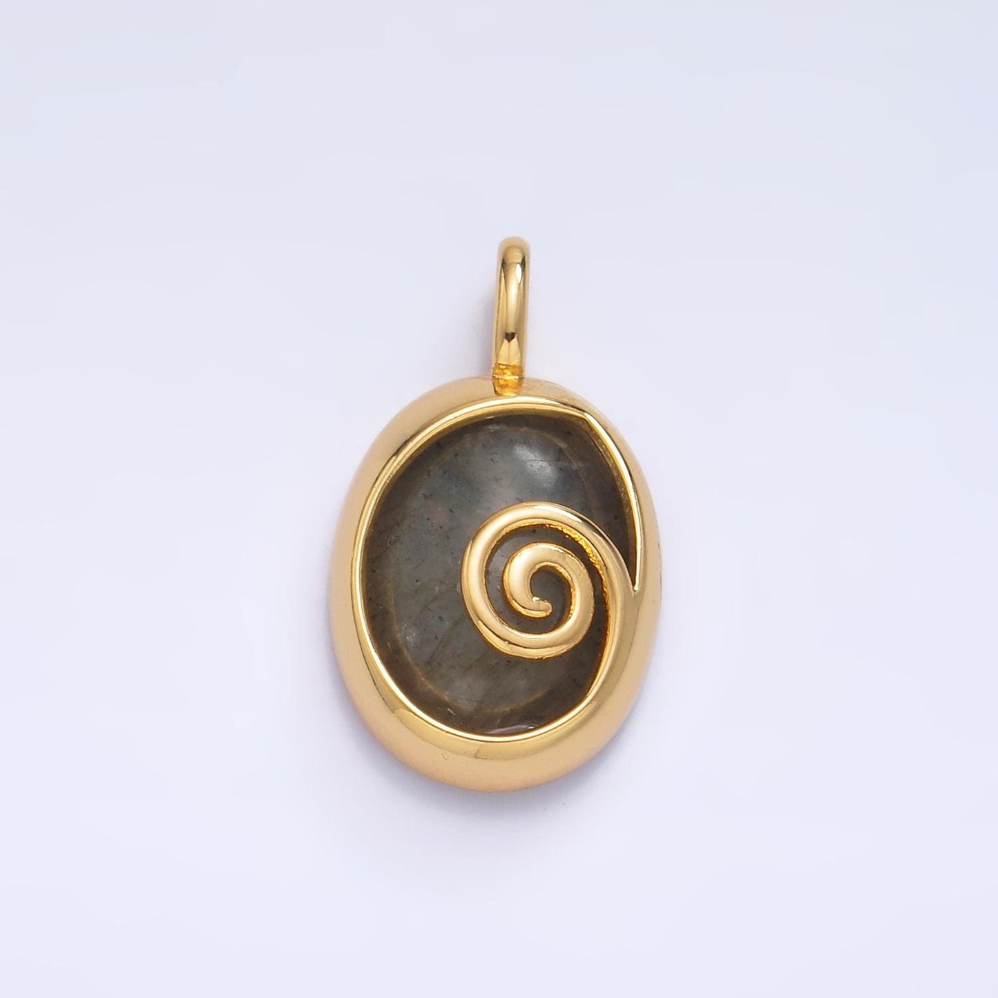 24K Gold Filled Gemstone Cabochon Swirl Bezel Pendant | AA1047 - AA1051