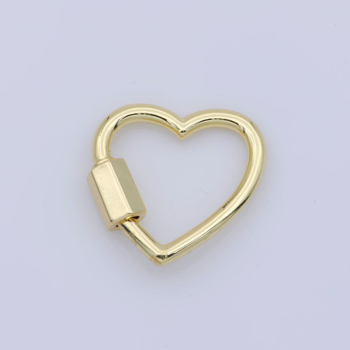 1pc Dainty Gold Heart Screw Clasp, Screw Clasp Heart , Interlocking Clasp, Pave Heart Shaped Clasps, Gold and Silver Color Option k265