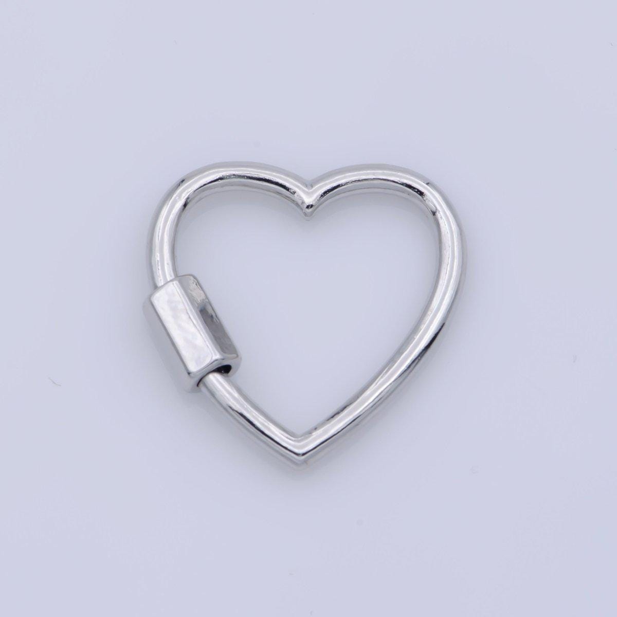 1pc Dainty Gold Heart Screw Clasp, Screw Clasp Heart , Interlocking Clasp, Pave Heart Shaped Clasps, Gold and Silver Color Option k265