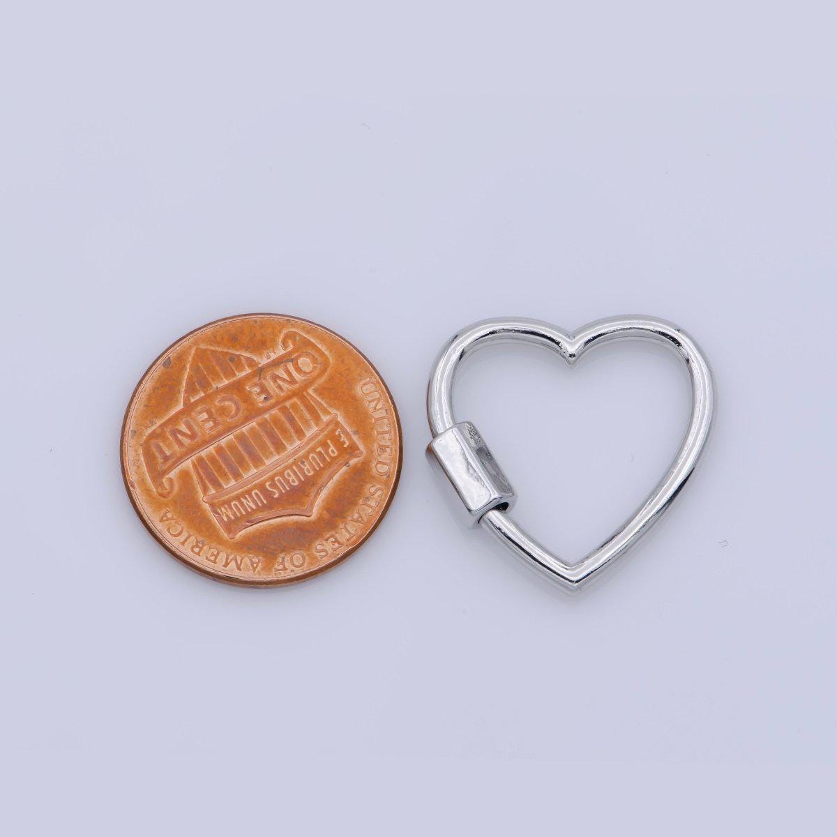 1pc Dainty Gold Heart Screw Clasp, Screw Clasp Heart , Interlocking Clasp, Pave Heart Shaped Clasps, Gold and Silver Color Option k265