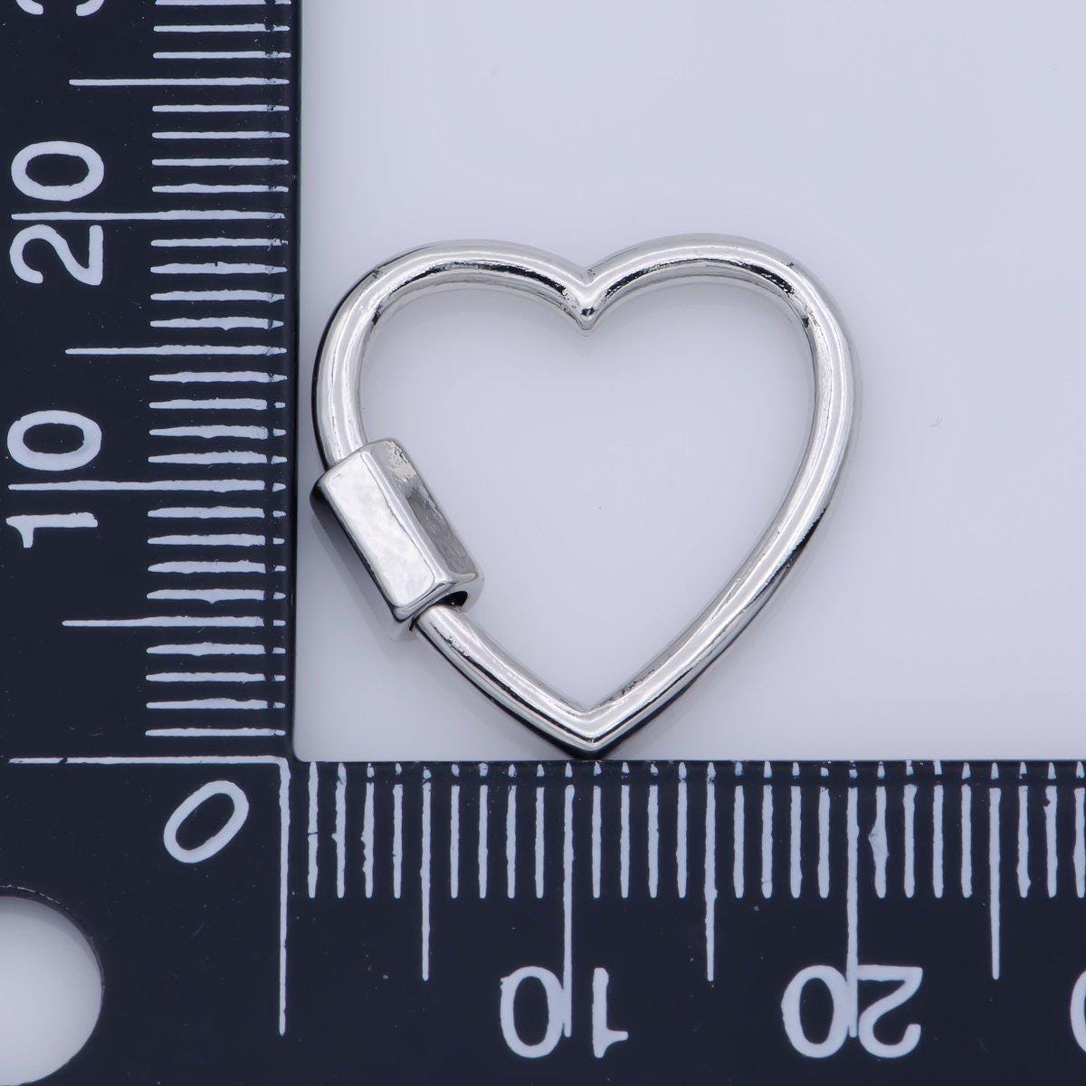 1pc Dainty Gold Heart Screw Clasp, Screw Clasp Heart , Interlocking Clasp, Pave Heart Shaped Clasps, Gold and Silver Color Option k265