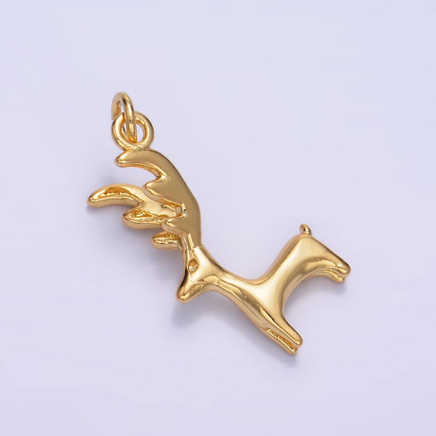 Mini 24K Gold Filled Reindeer Charm Christmas Rudolph Pendant Animal 3D Charm | W270