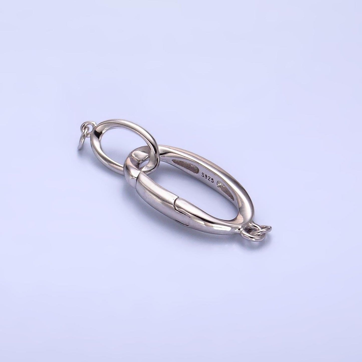 s925 Sterling Silver Charm Holder Clasp Double Oval Push Spring Gate Jewelry Making Supply in Gold & Silver | SL-546