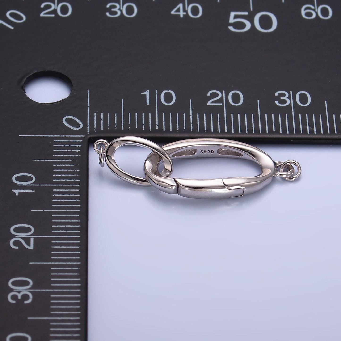 s925 Sterling Silver Charm Holder Clasp Double Oval Push Spring Gate Jewelry Making Supply in Gold & Silver | SL-546