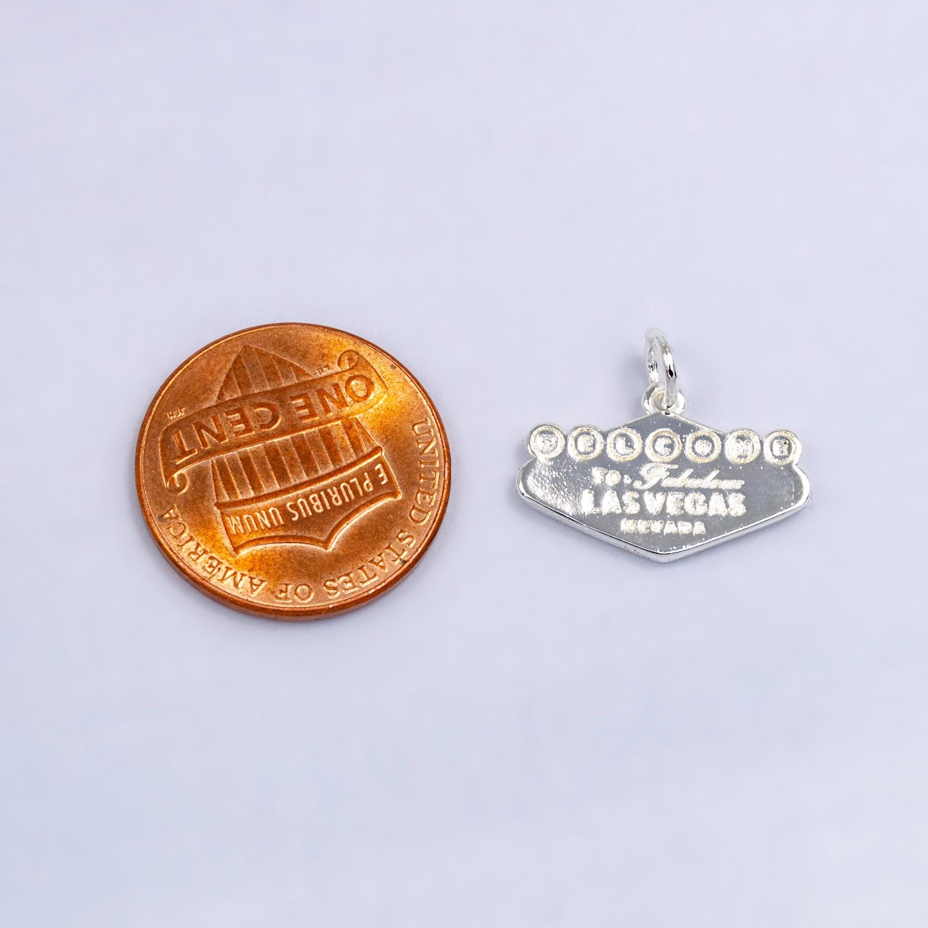 Silver Welcome to Las Vegas Charm for Charm Bracelet. Vegas Charm, Nevada Pendant Travel Charm Inspired W221